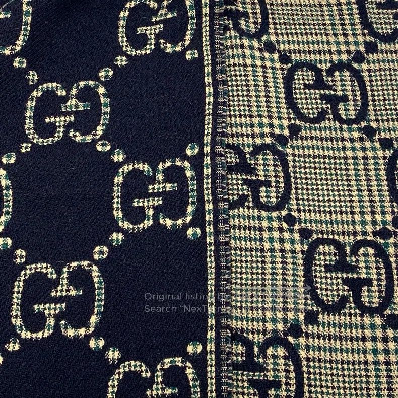 Gucci Gucci Black logo jacquard full-print wool tassel scarf Size ONE SIZE - 7 Thumbnail