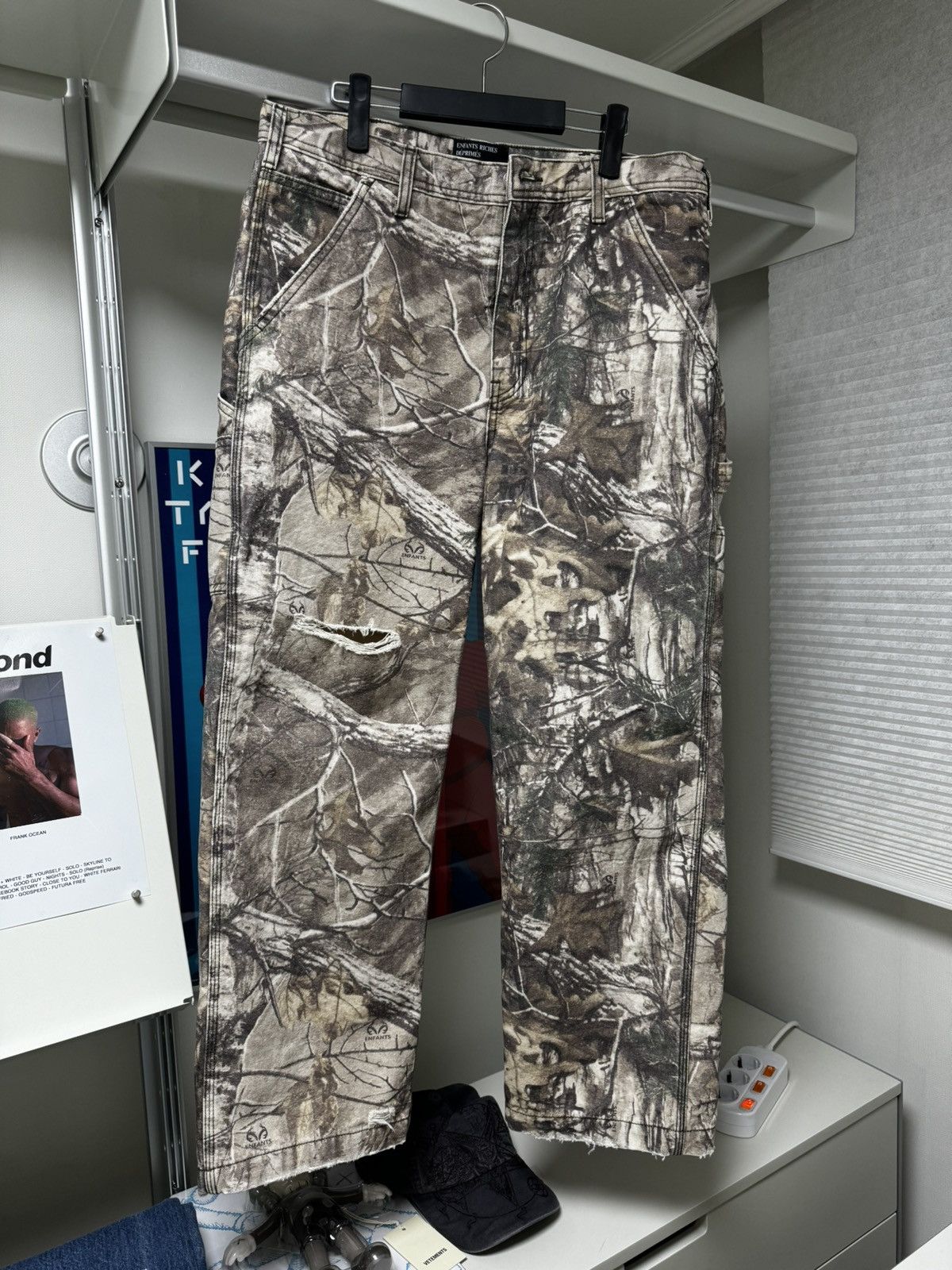 image of Enfants Riches Deprimes Realtree Camo Carpenter Pants in Grey, Men's (Size 34)