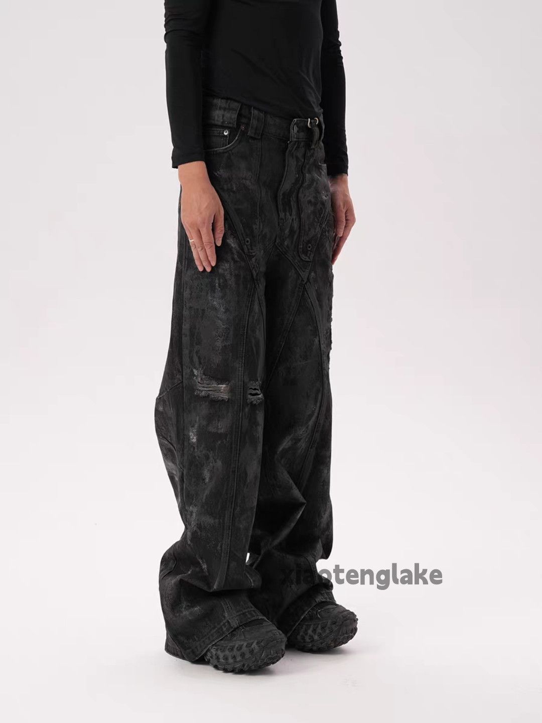 Jean xtl vintage wide Leg loose hiphop Stain wax jeans Size US 32 / EU 48 - 7 Thumbnail