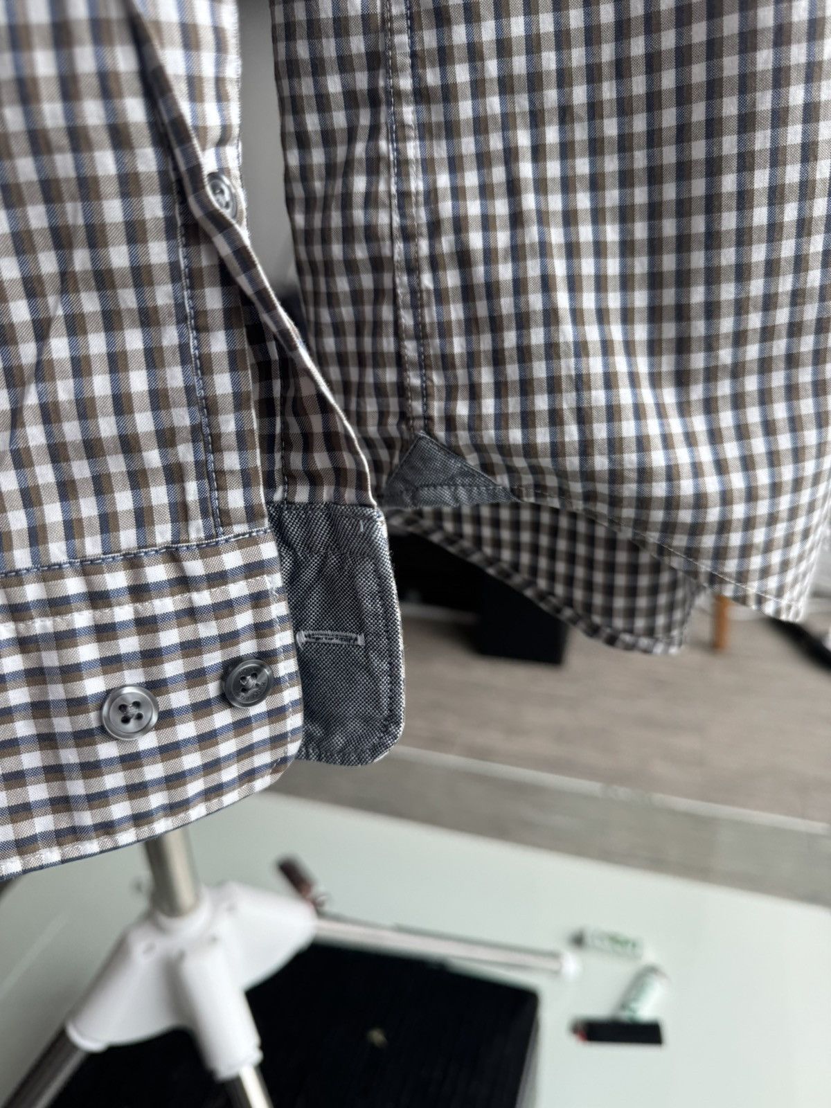 Hugo Boss HUGO BOSS Slim Fit Dress Shirt Grey/White Size US L / EU 52-54 / 3 - 4 Thumbnail