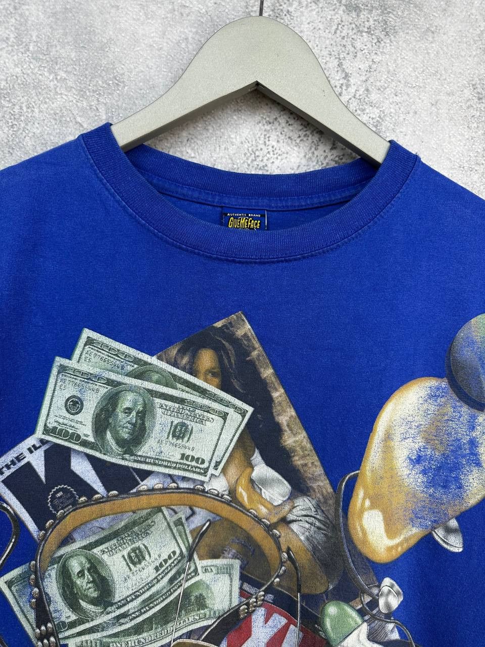 Vintage GiveMeFace Graphic Hip-Hop Money Collage 100% Cotton T-Shirt Size US XL / EU 56 / 4 - 4 Thumbnail