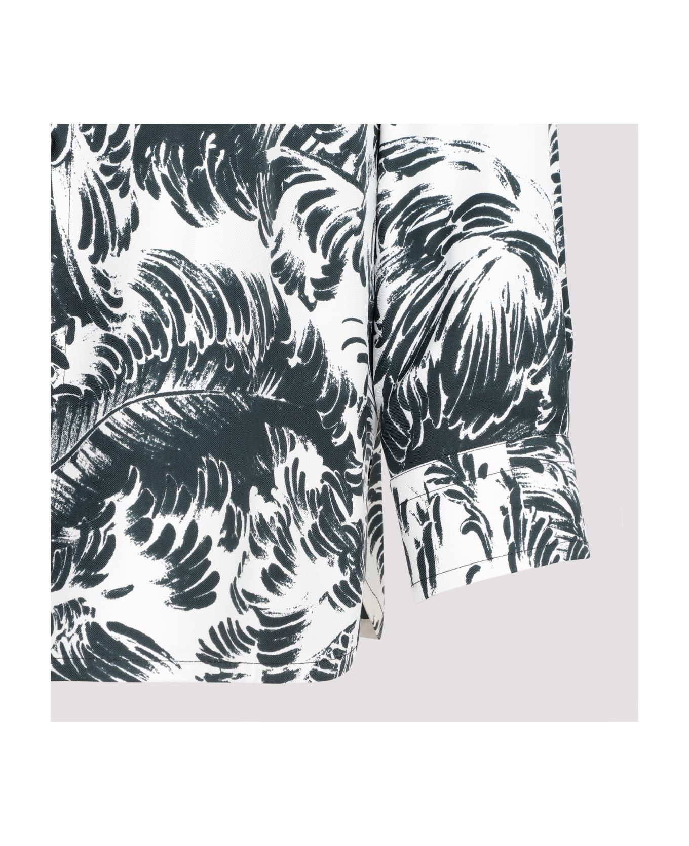 Bottega Veneta o1n1vont0325 Printed Silk Feathers Shirt in Chalk/Inkwell Size XS / US 0-2 / IT 36-38 - 3 Thumbnail