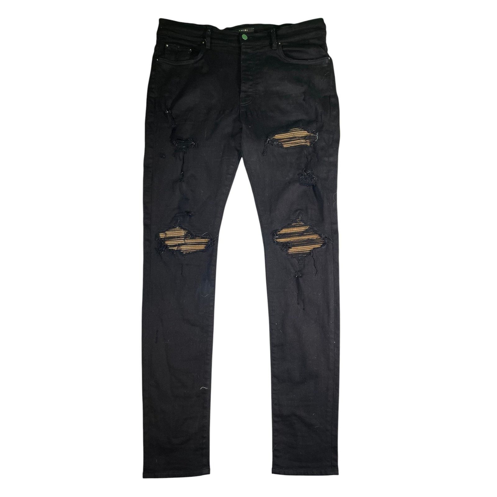 Amiri Amiri MX1 Gold Patch Black Jeans Size US 38 / EU 54 - 1 Thumbnail