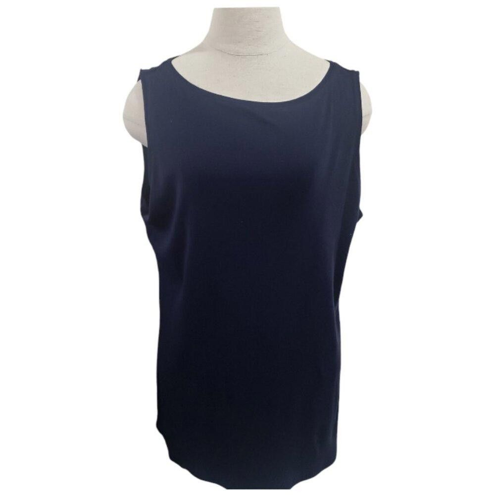 Designer CT1836 Talbots Navy Sleeveless Crew Neck Top L Size L / US 10 / IT 46 - 1 Thumbnail