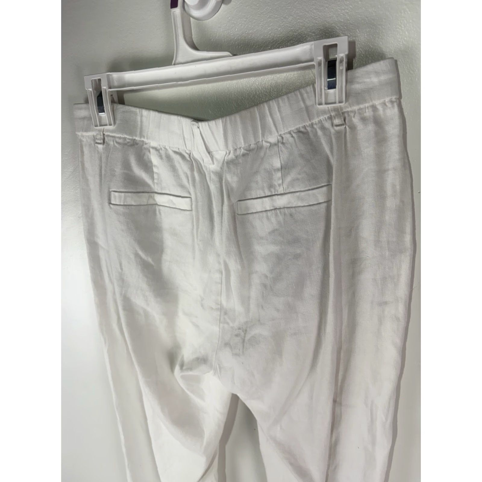 J. Jill J Jill Linen Stretch White Pull On Cropped Pants Womens Size M Size 32" / US 10 / IT 46 - 5 Thumbnail