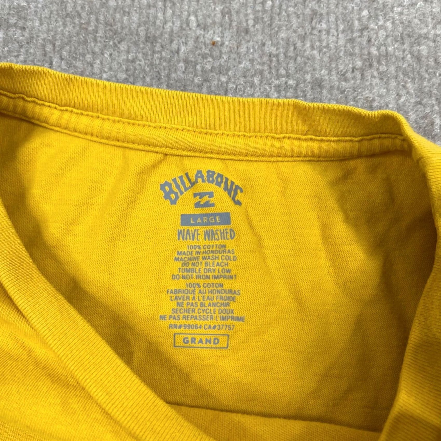 Billabong Billabong Shirt Adult L Yellow Wave Washed Logo Short Sleeve Crew Neck T Men's Size US L / EU 52-54 / 3 - 2 Thumbnail