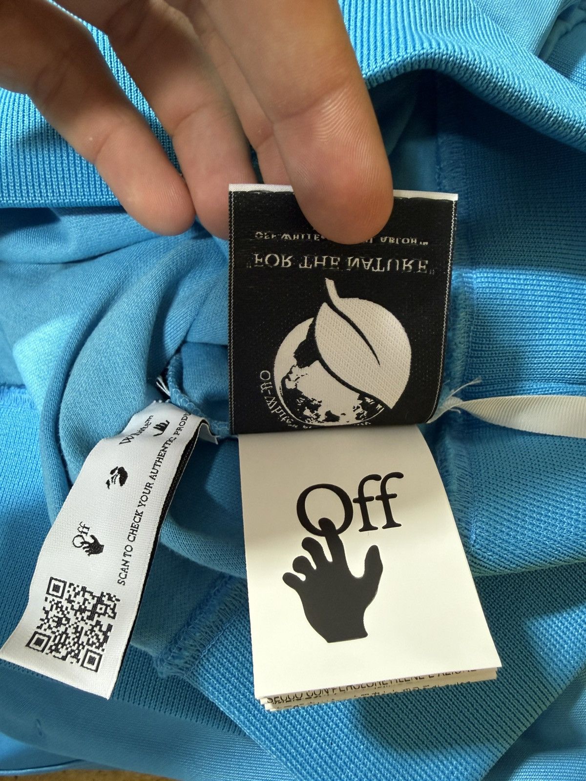 Off-White Off-White Hand Logo Hoodie Blue Size US M / EU 48-50 / 2 - 9 Thumbnail