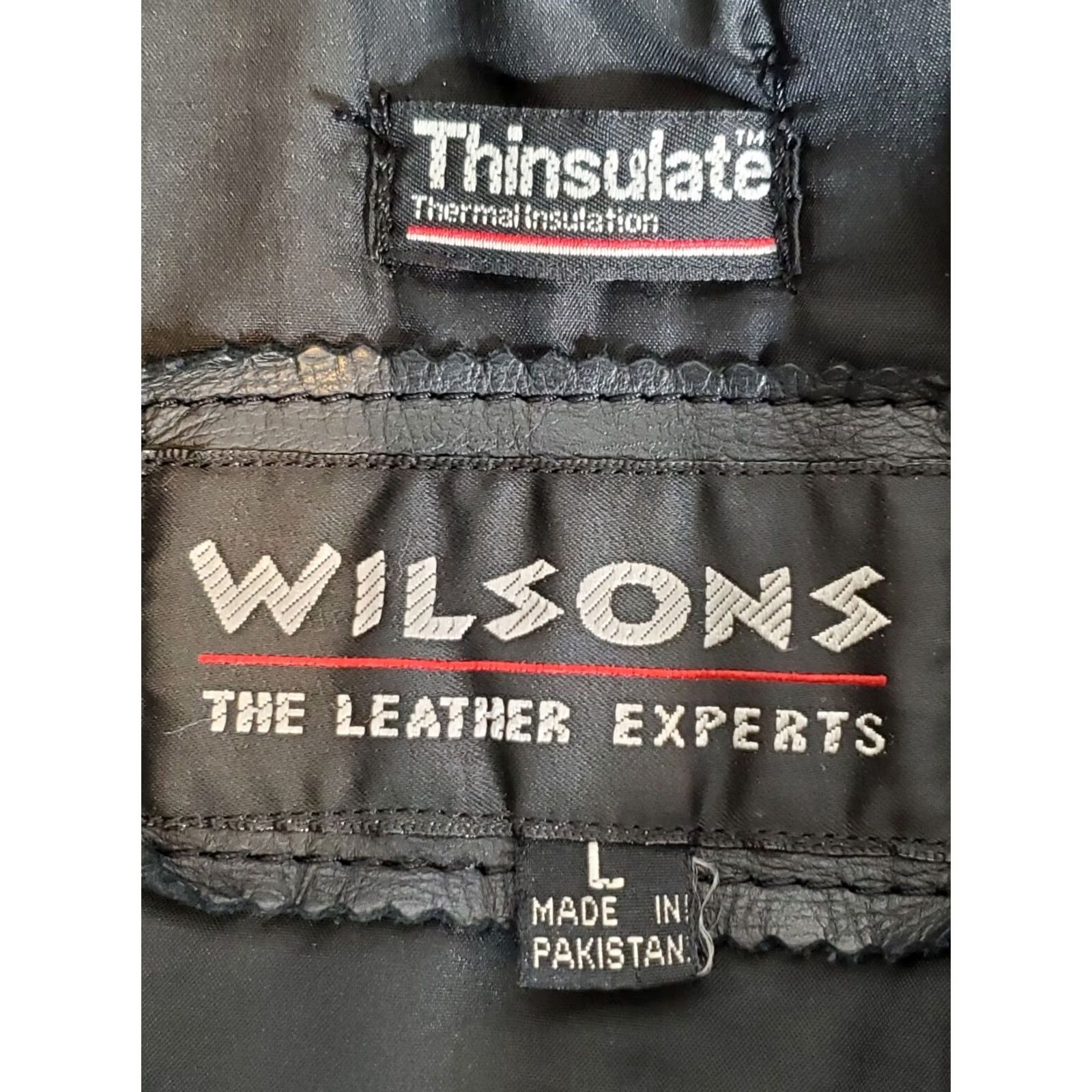 Vintage VINTAGE Wilsons Black Leather Motorcycle Biker Jacket Thinsulate L Mens L Size US L / EU 52-54 / 3 - 7 Thumbnail