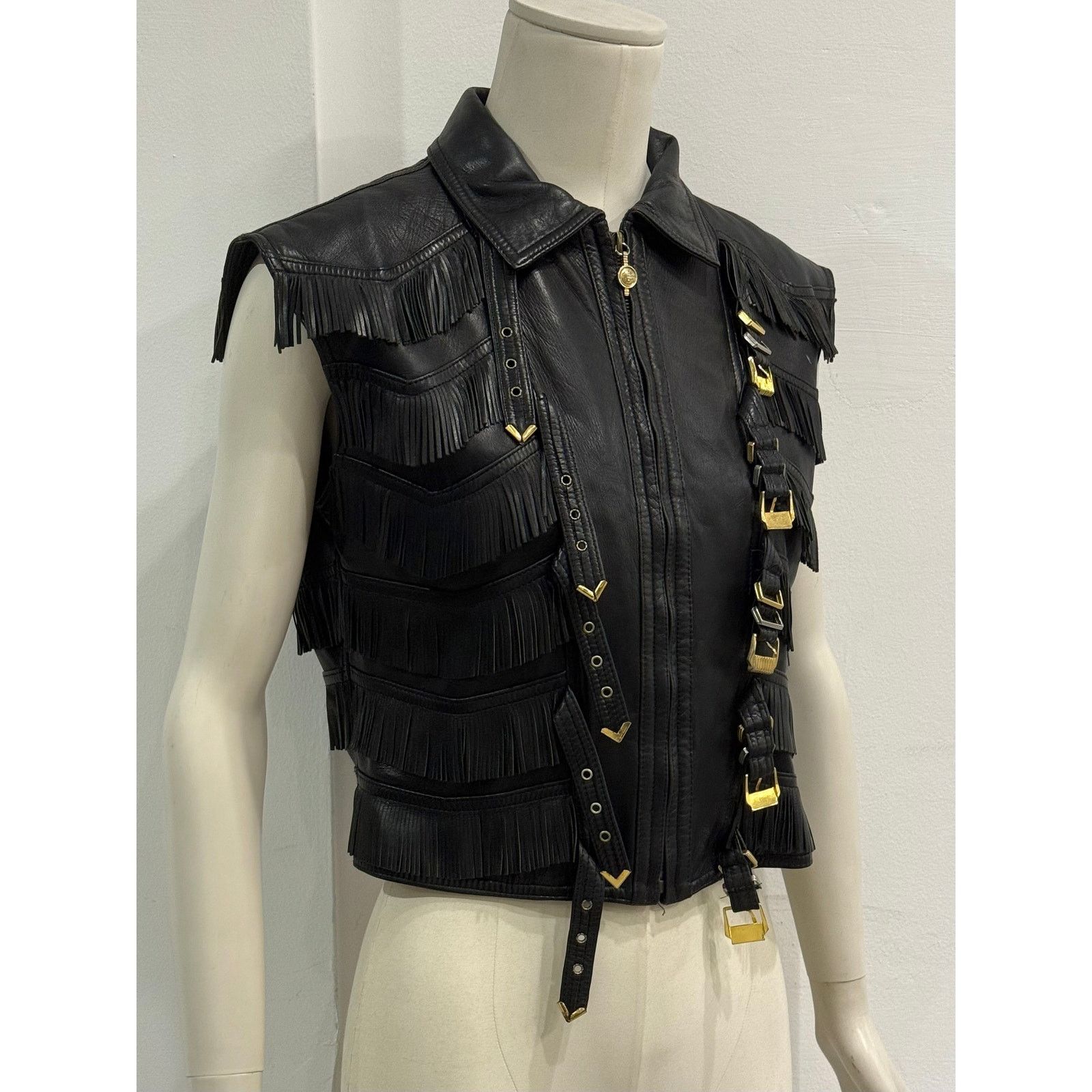Versace A/W1992 Gianni Versace bondage fringe leather vest Size M / US 6-8 / IT 42-44 - 6 Thumbnail
