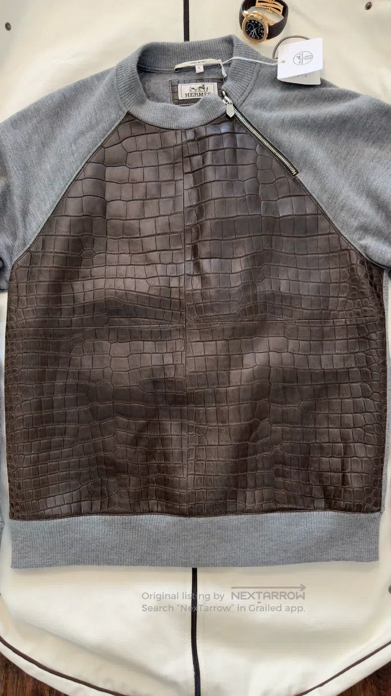 Hermes Hermes Cashmere + Crocodile Skin Hoodie Size US M / EU 48-50 / 2 - 5 Thumbnail