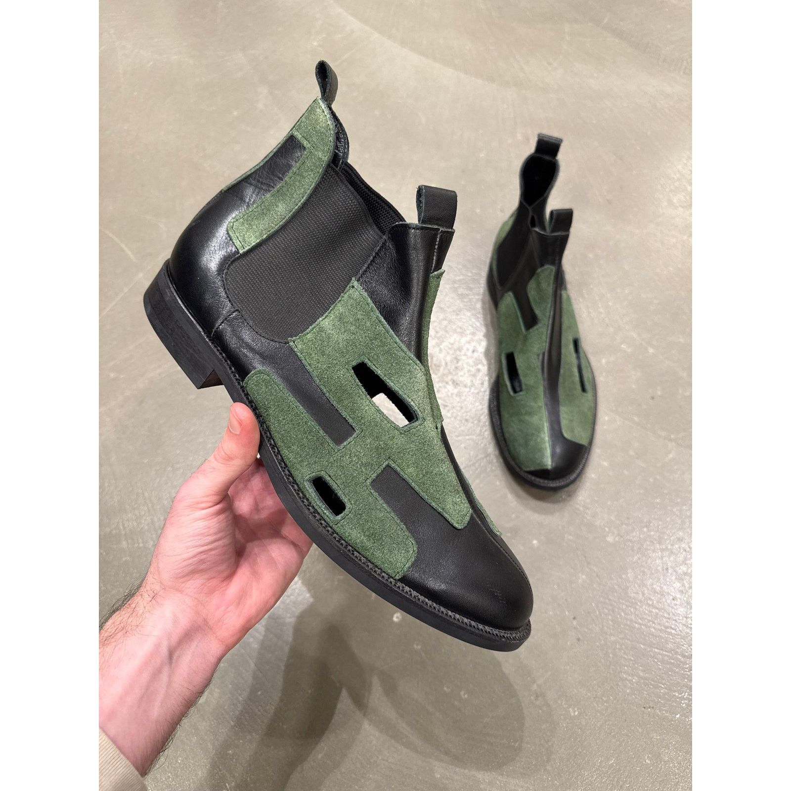 Comme des Garcons A/W2015 Comme des Garçons runway cut-out leather boots Size US 12 / IT 42 - 1 Thumbnail