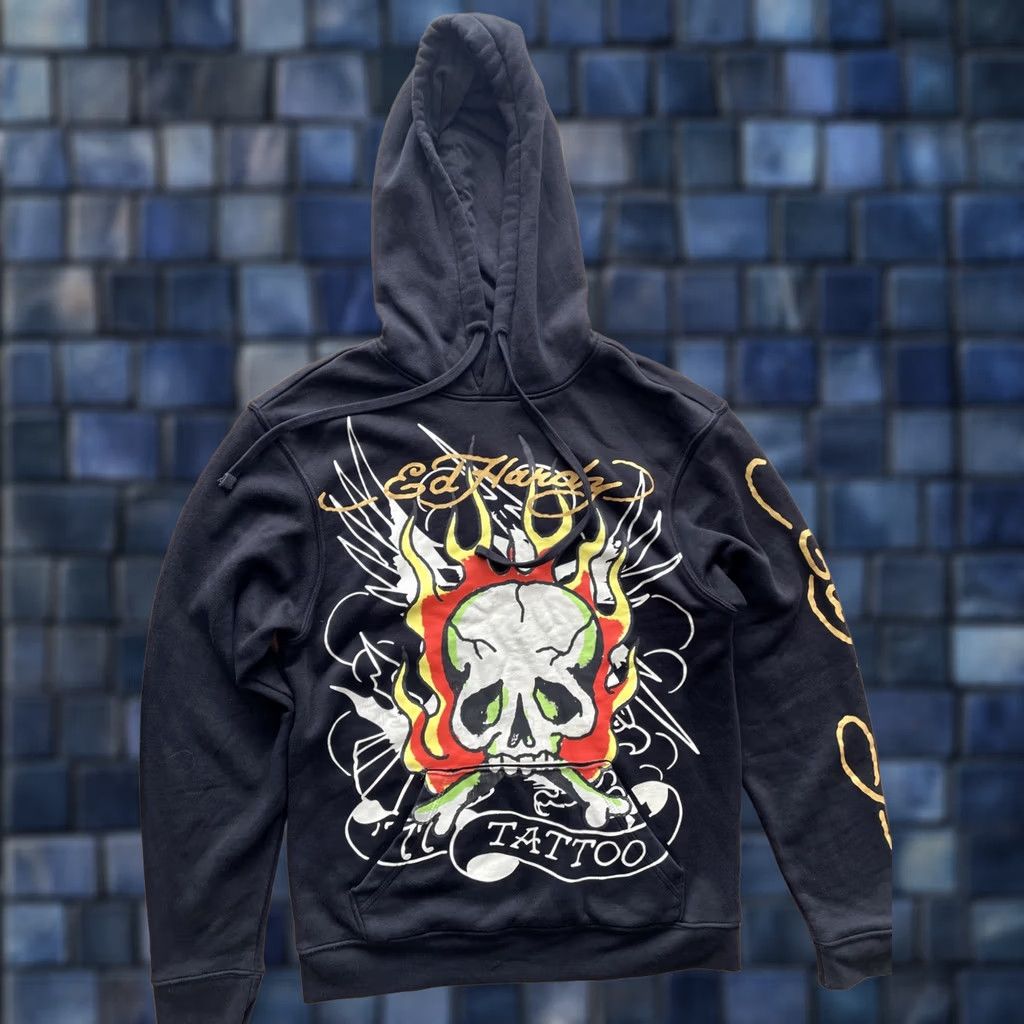 Ed Hardy Ed Hardy Hoodie Men S Black Fleece Graphic Skull Flames Pullover Hooded Sweatshirt XS? Size US S / EU 44-46 / 1 - 1 Thumbnail