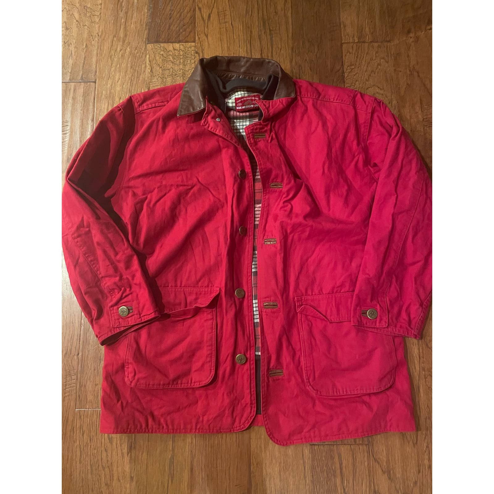 image of Vintage Marlboro Red Canvas Chore Jacket W/ Removable Lining, Men's (Size XL)