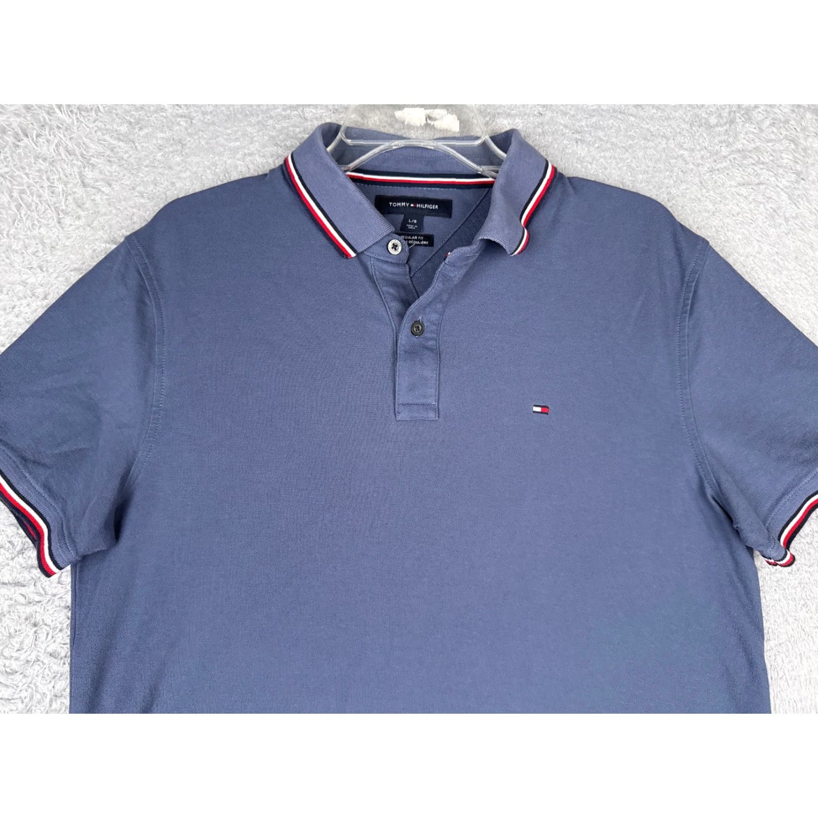 Tommy Hilfiger Tommy Hilfiger Polo Shirt Men Large Blue Cotton Blend Short Sleeve Golfer Size US L / EU 52-54 / 3 - 4 Thumbnail