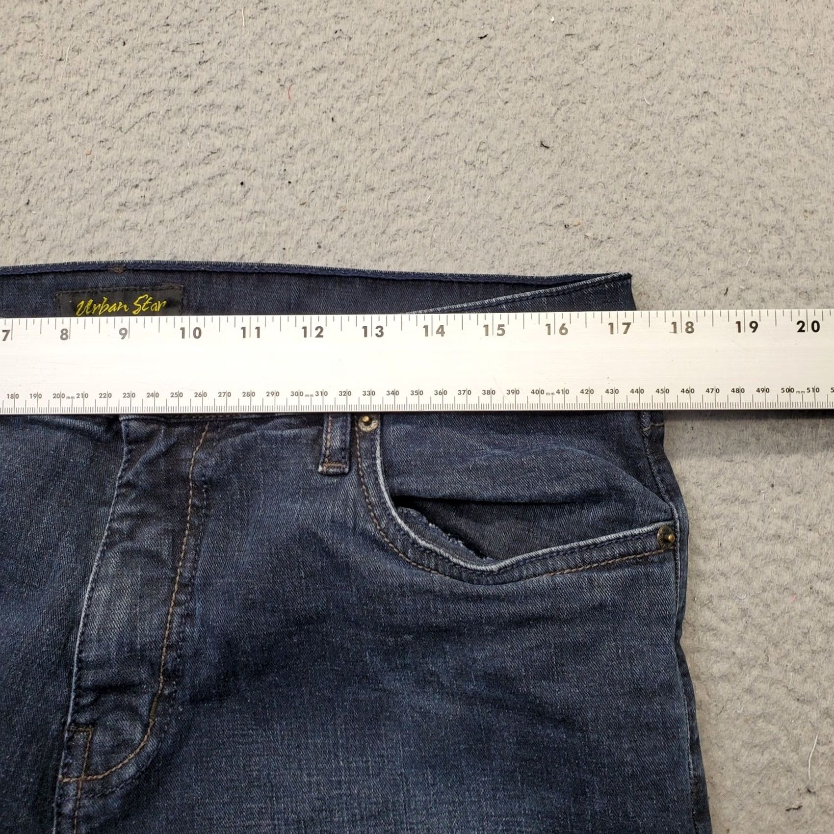Vintage Urban Star Jeans Mens 34x30 Blue Premium Denim Stretch Flat Front Straight Leg Jeans Mens Size 34 Blue 5-Pocket Design Regular Fit Size US 34 / EU 50 - 6 Thumbnail