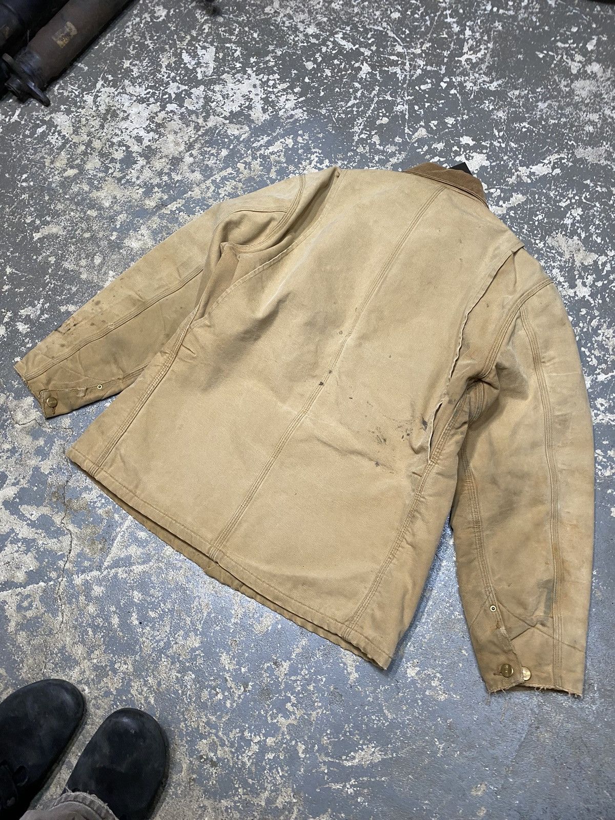 Carhartt × Vintage Vintage Carhartt Blanket Lined Faded Tan Chore Coat Jacket Size US M / EU 48-50 / 2 - 7 Thumbnail