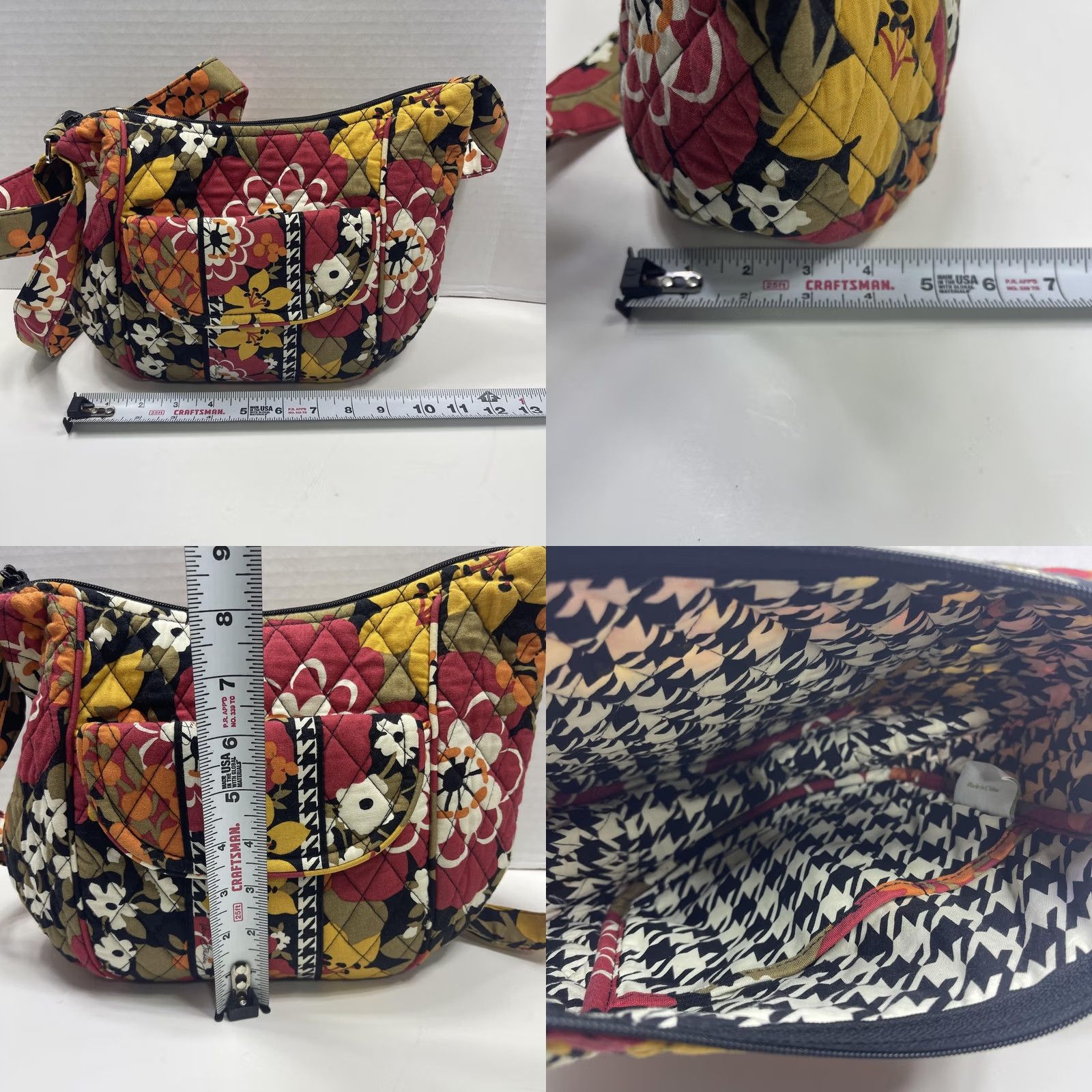 Vera Bradley Vera Bradley Crossbody Bag Hobo Womens Floral Quilted Multicolor Red Yellow Purses Size ONE SIZE - 8 Thumbnail
