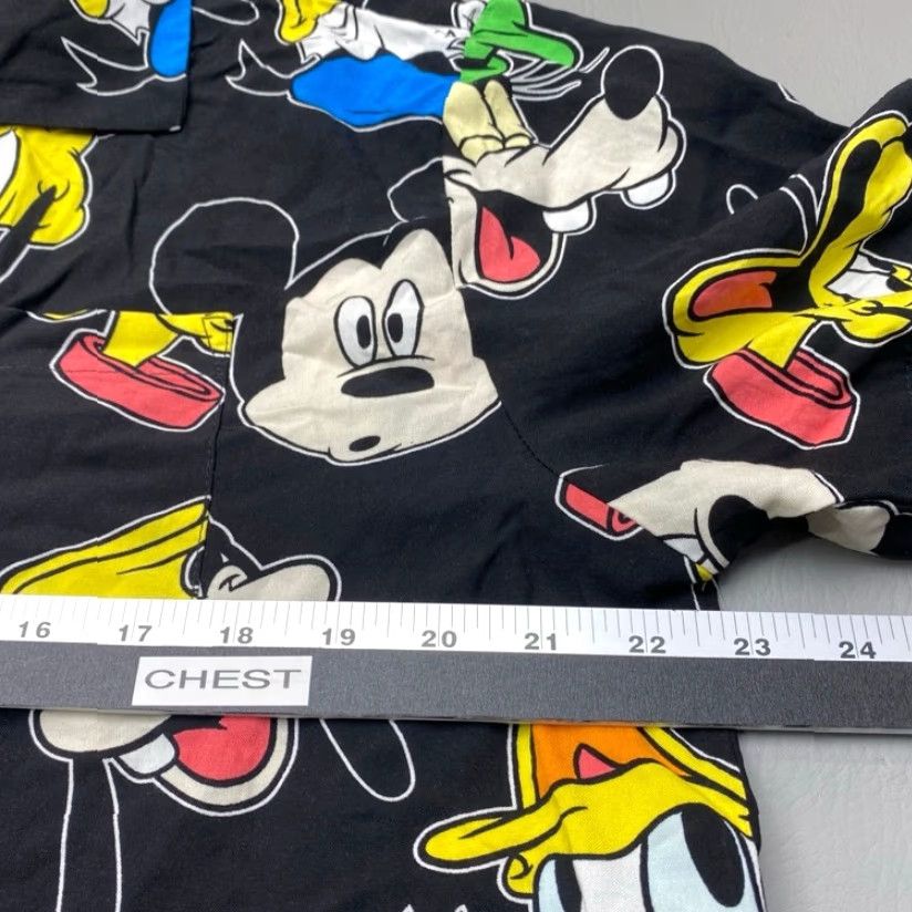 Disney Disney Mickey Goofy Donald Short Sleeve Button-Up Shirt Large Black Size US L / EU 52-54 / 3 - 7 Thumbnail
