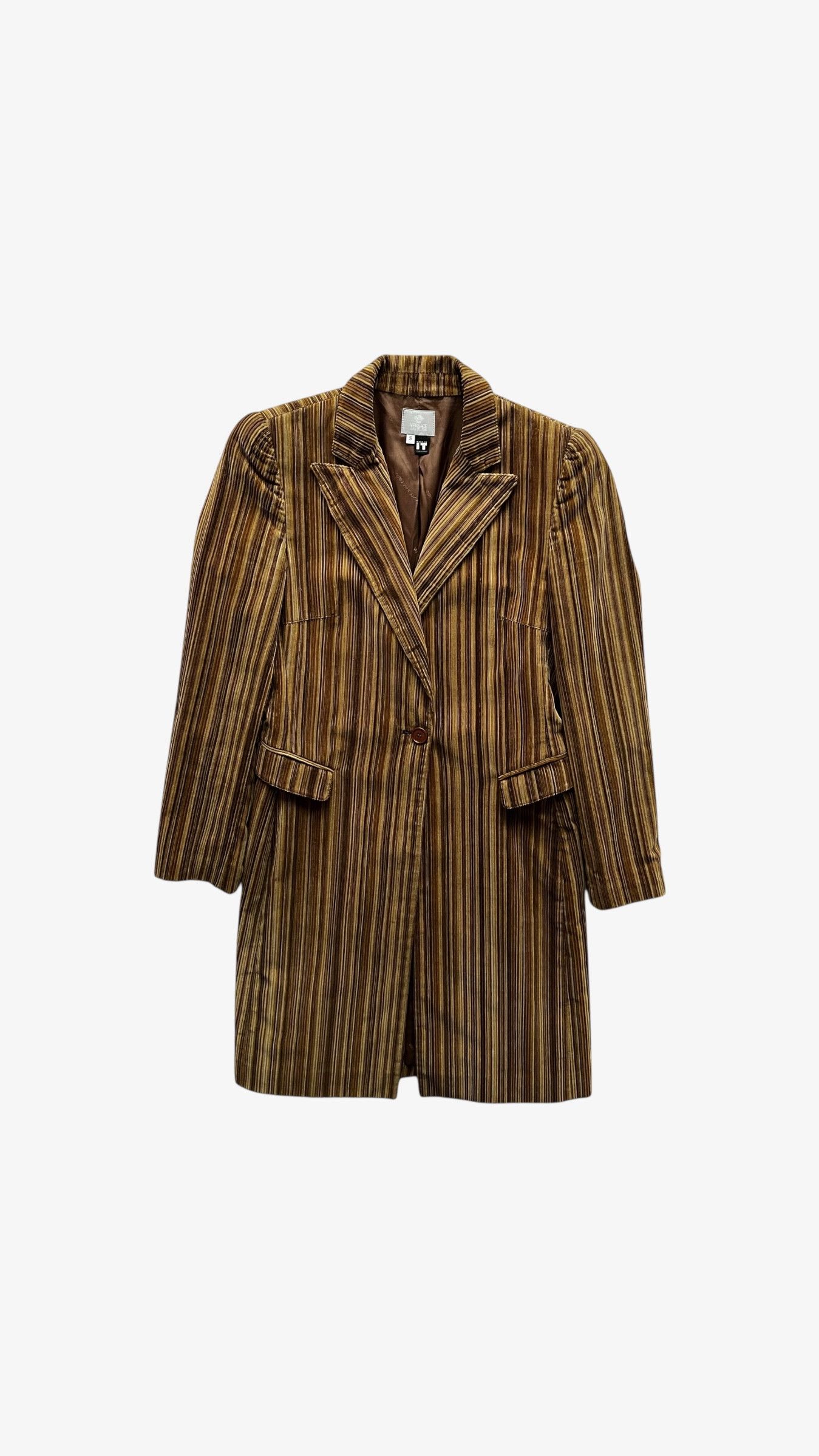 Versace Vintage 90s Women's Versace Colourful Striped Corduroy Coat Size S / US 4 / IT 40 - 1 Thumbnail