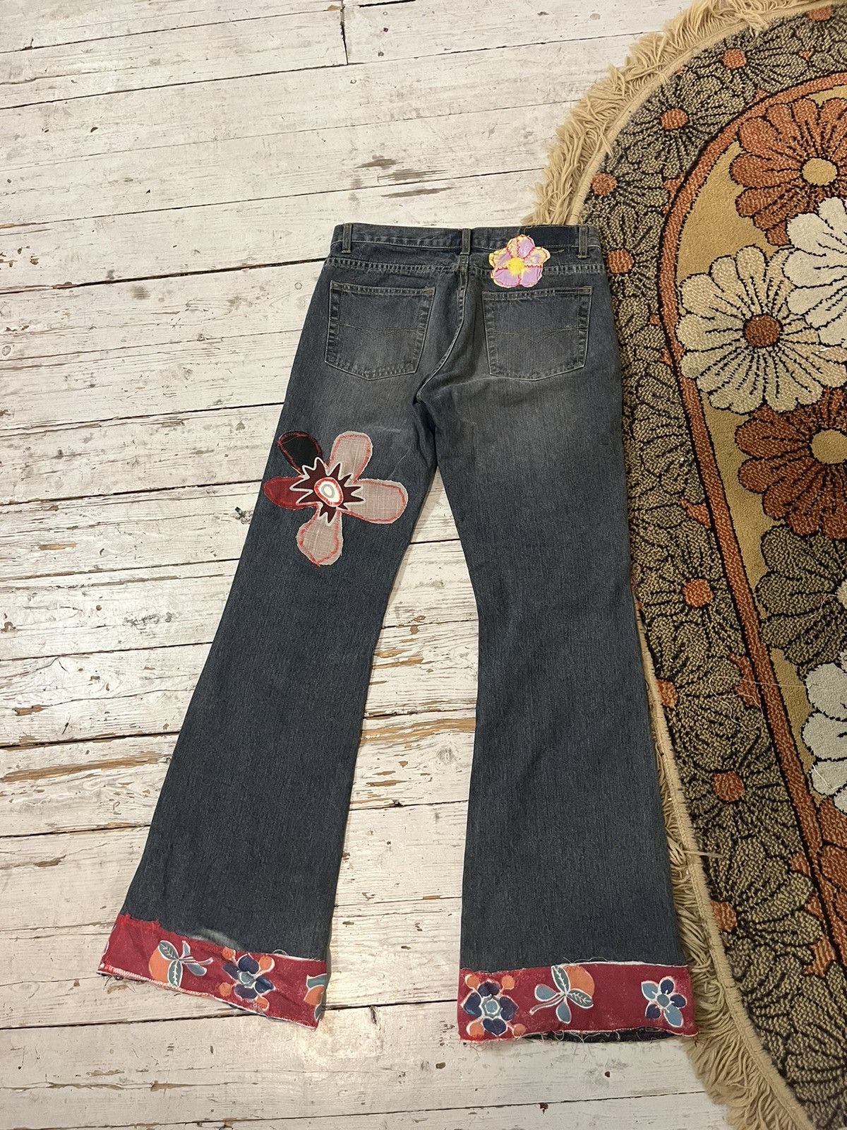 Kapital 90s Vintage Flared Sashiko Boro Patchwork Repaired Denim Size 32" / US 10 / IT 46 - 2 Thumbnail