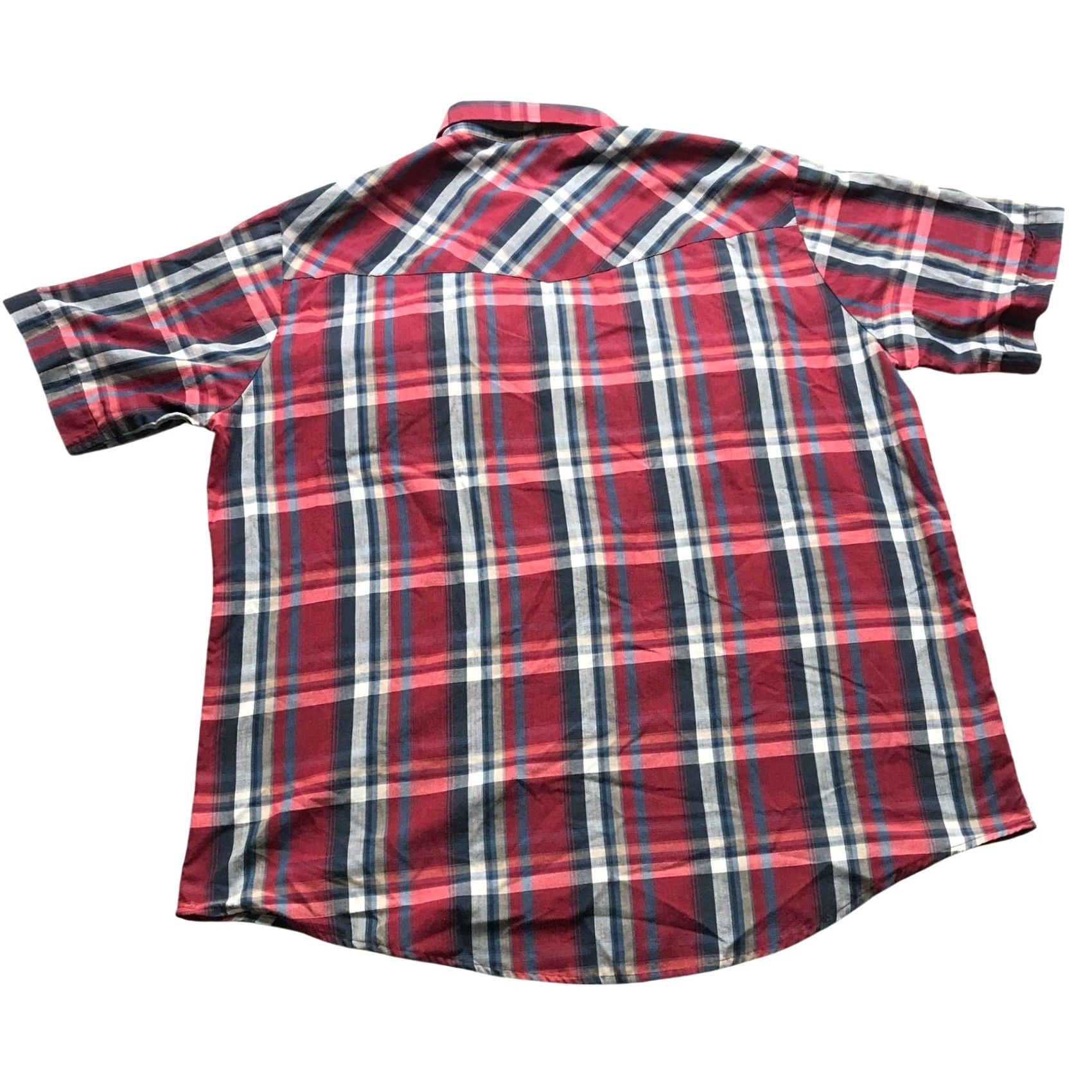 Vintage VINTAGE Plains Western Wear Button Up Shirt Men XL Short Sleeve Plaid Pearl Snap Blue Maroon Size US XL / EU 56 / 4 - 5 Thumbnail
