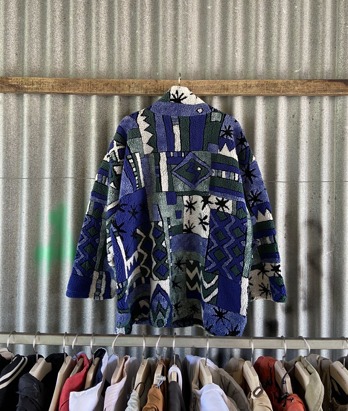 Other × Vintage AE WEEKENDS ABSTRACT FLEECE SHERPA JACKET Size US L / EU 52-54 / 3 - 10 Thumbnail