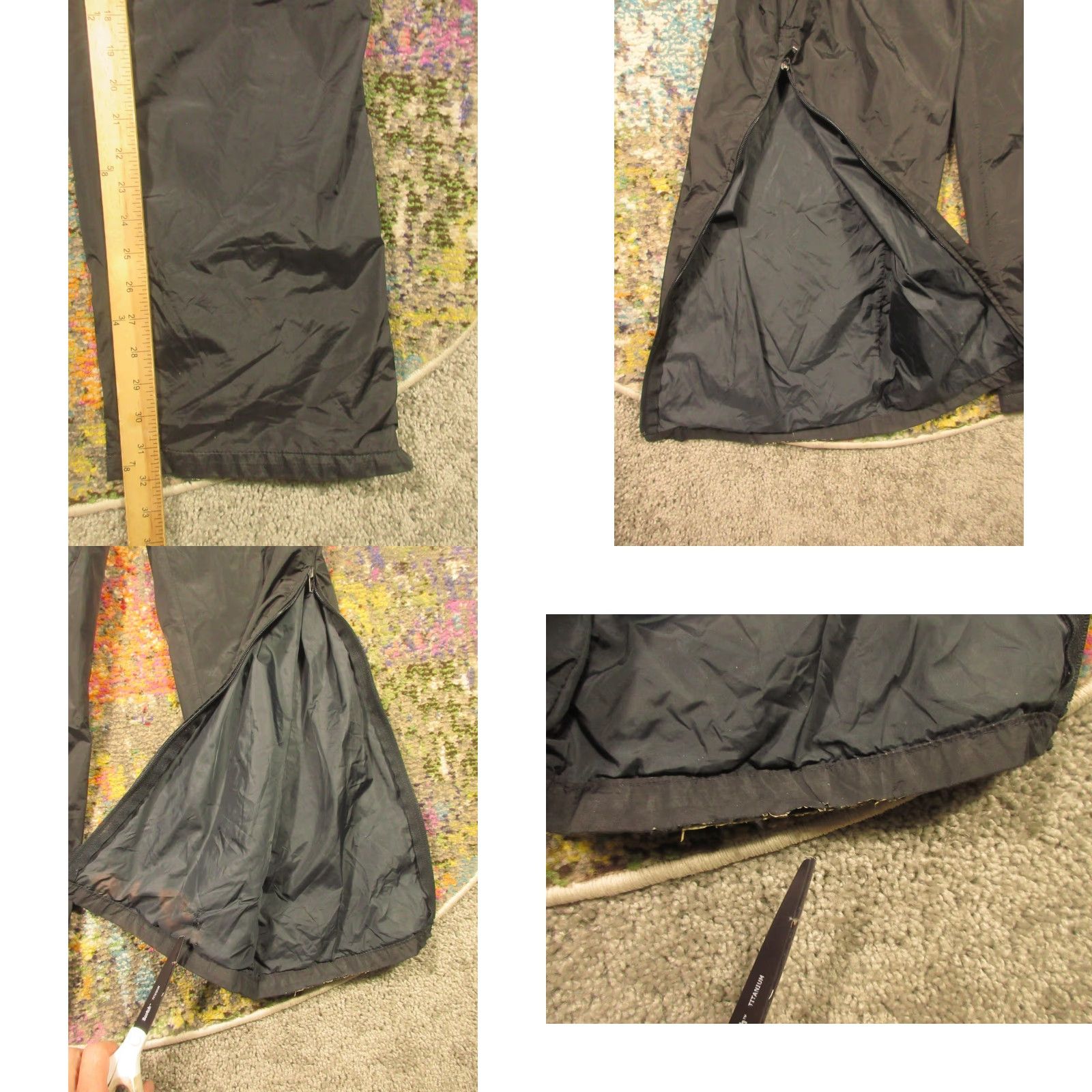 Vintage VTG REI Gor Tex Rain Pants Mens L Black Lightweight Packable Zip Ankles USA Size US 33 - 8 Thumbnail