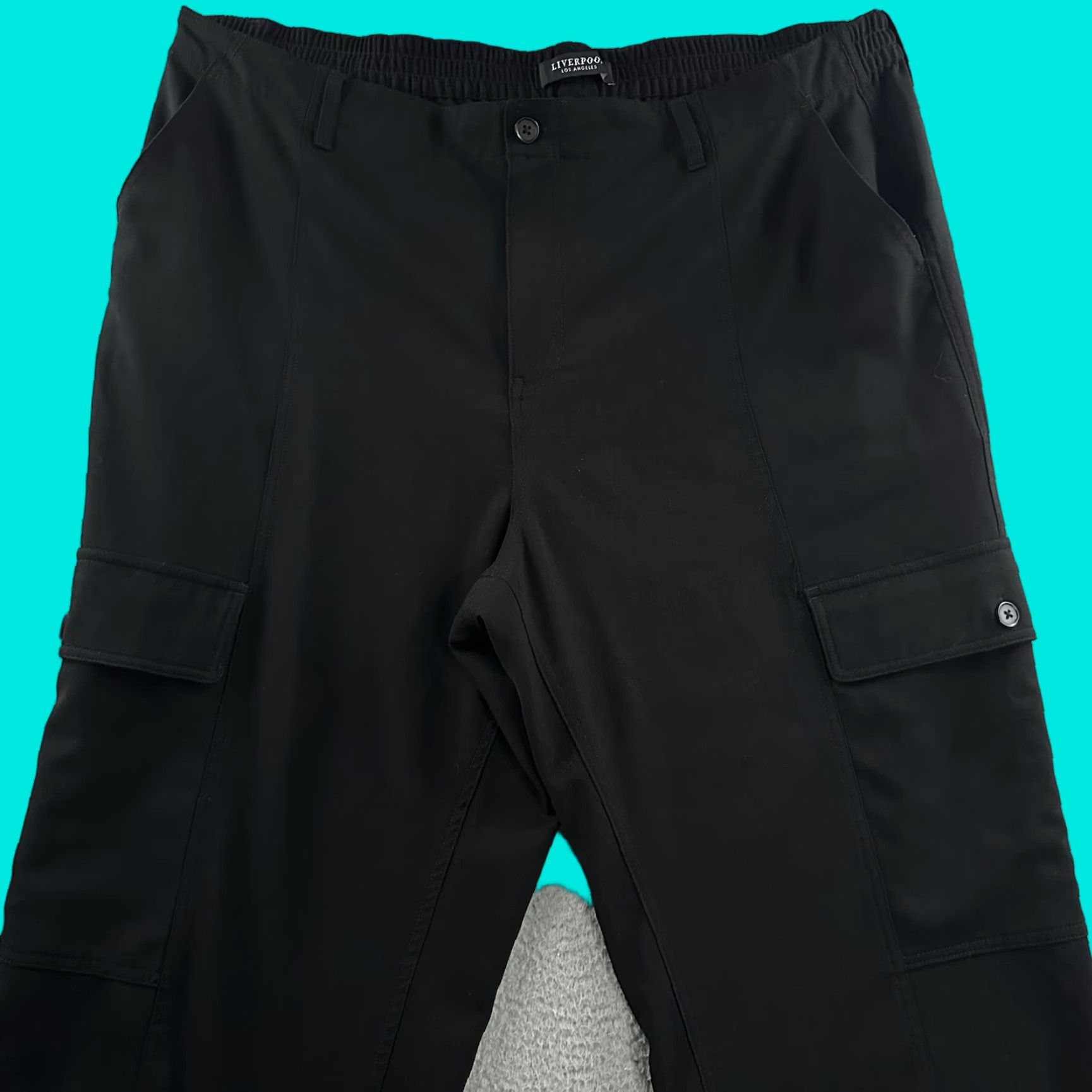 Vintage Liverpool Womens Pants Black Size 22W Cargo Wide Leg Stretch Polyester Blend Size 28" / US 6 / IT 42 - 1 Thumbnail
