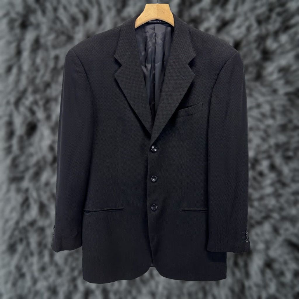 Armani Armani Collezioni Blazer Jacket Men Black 40L Big & Tall Viscose Three-Button Made in Italy Coat / Suit Jacket Size 40L - 1 Thumbnail