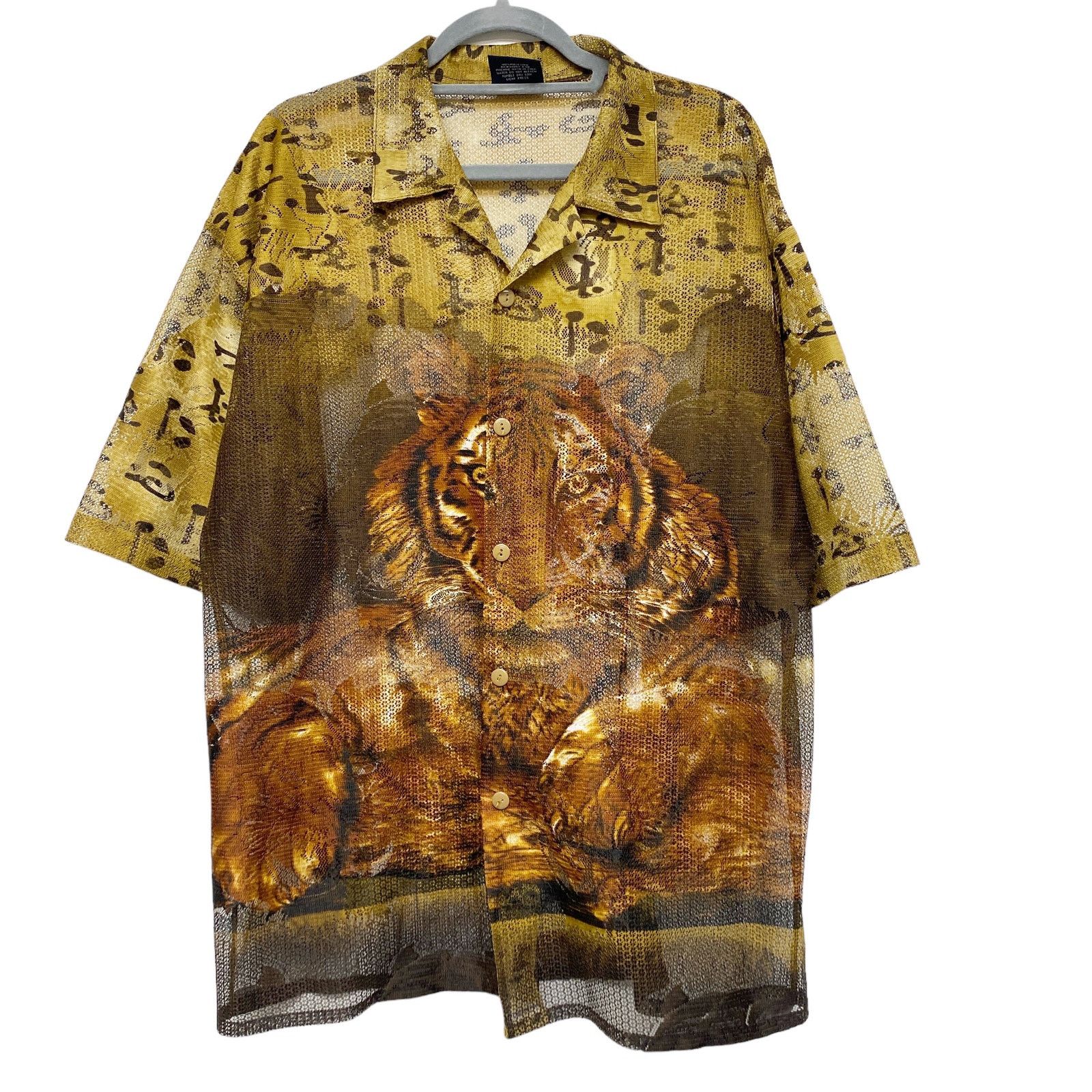 Vintage Vintage Hop Lite Sheer Mesh Tiger Print Button Up Shirt Size US XL / EU 56 / 4 - 1 Thumbnail