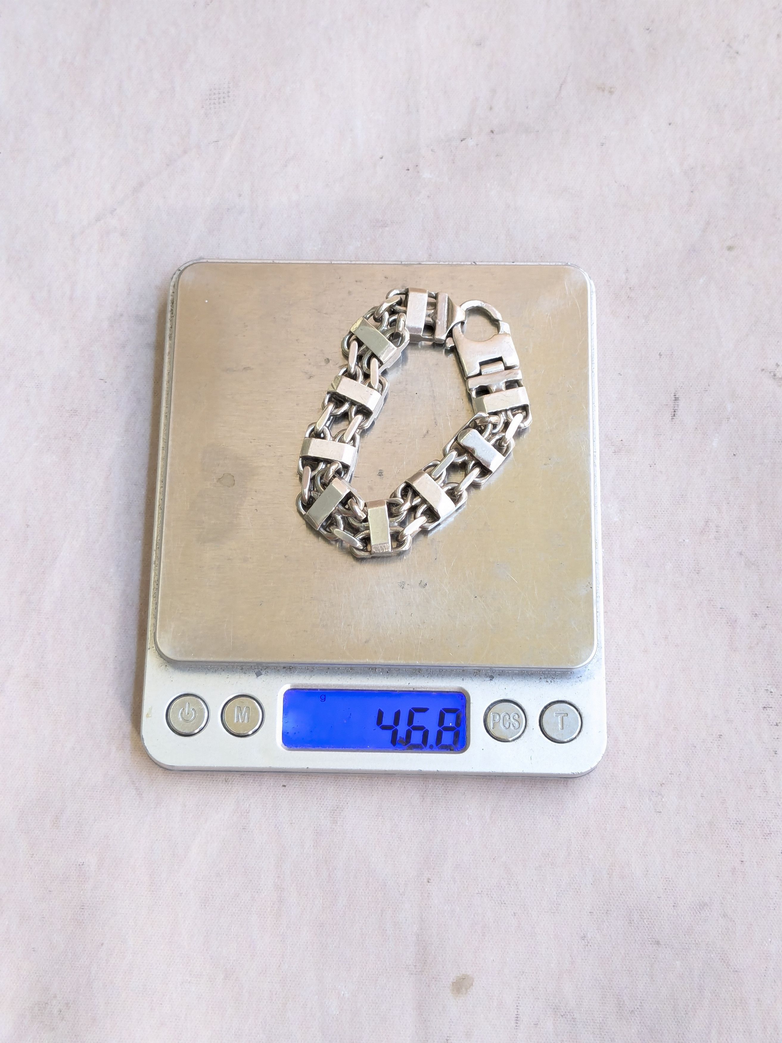 Jewelry Vintage Sterling Silver Bracelet 6" Thick Chunky Biker Size ONE SIZE - 13 Thumbnail
