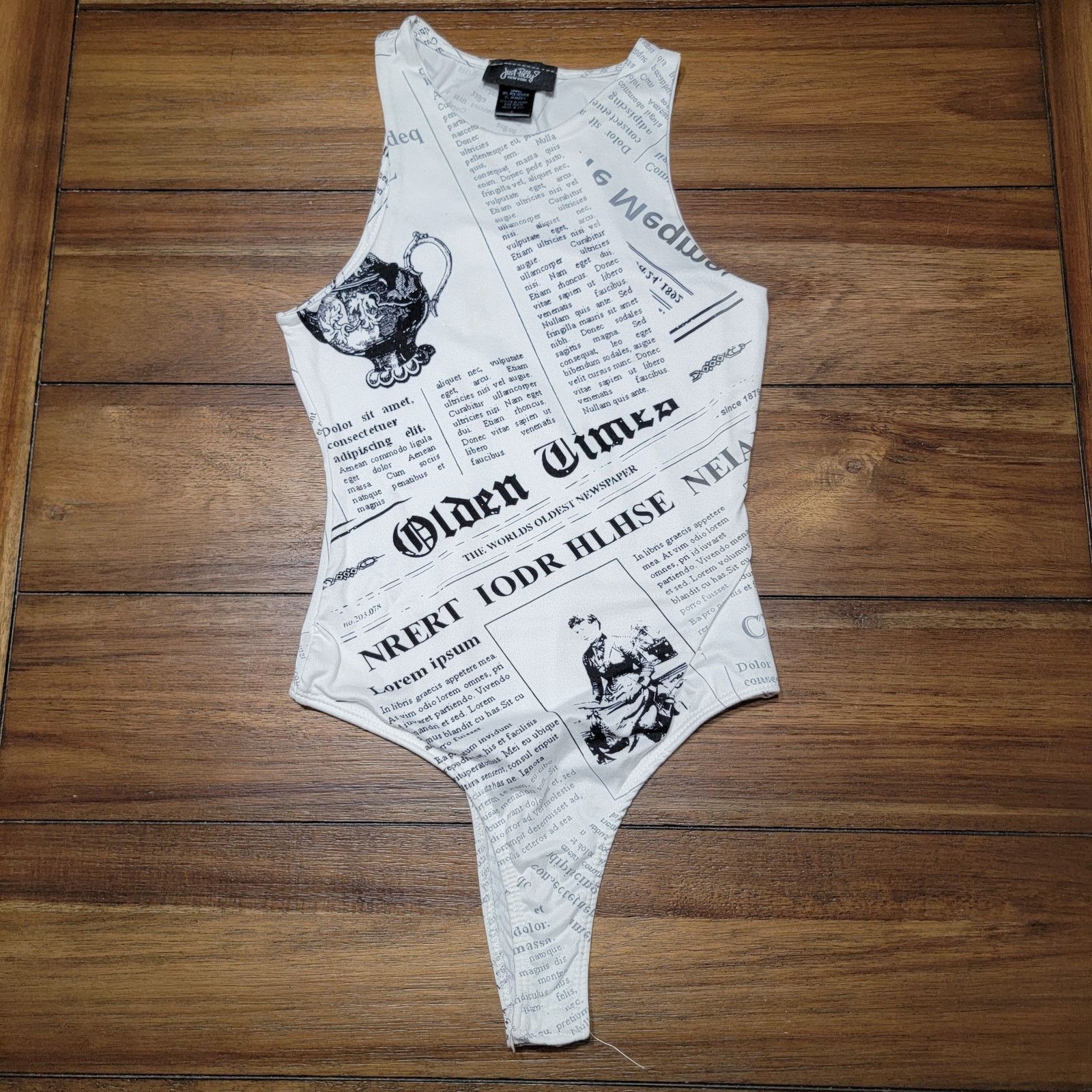 Other Just Polly Womens Body Suit "Olden Times Newspaper" -Small Size S / US 4 / IT 40 - 1 Thumbnail