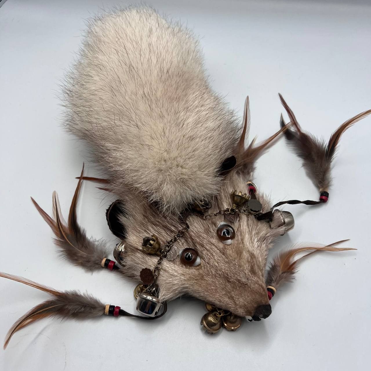 Vintage Healing Real Eco-friendly Fur Fox Tail Amulet Bells