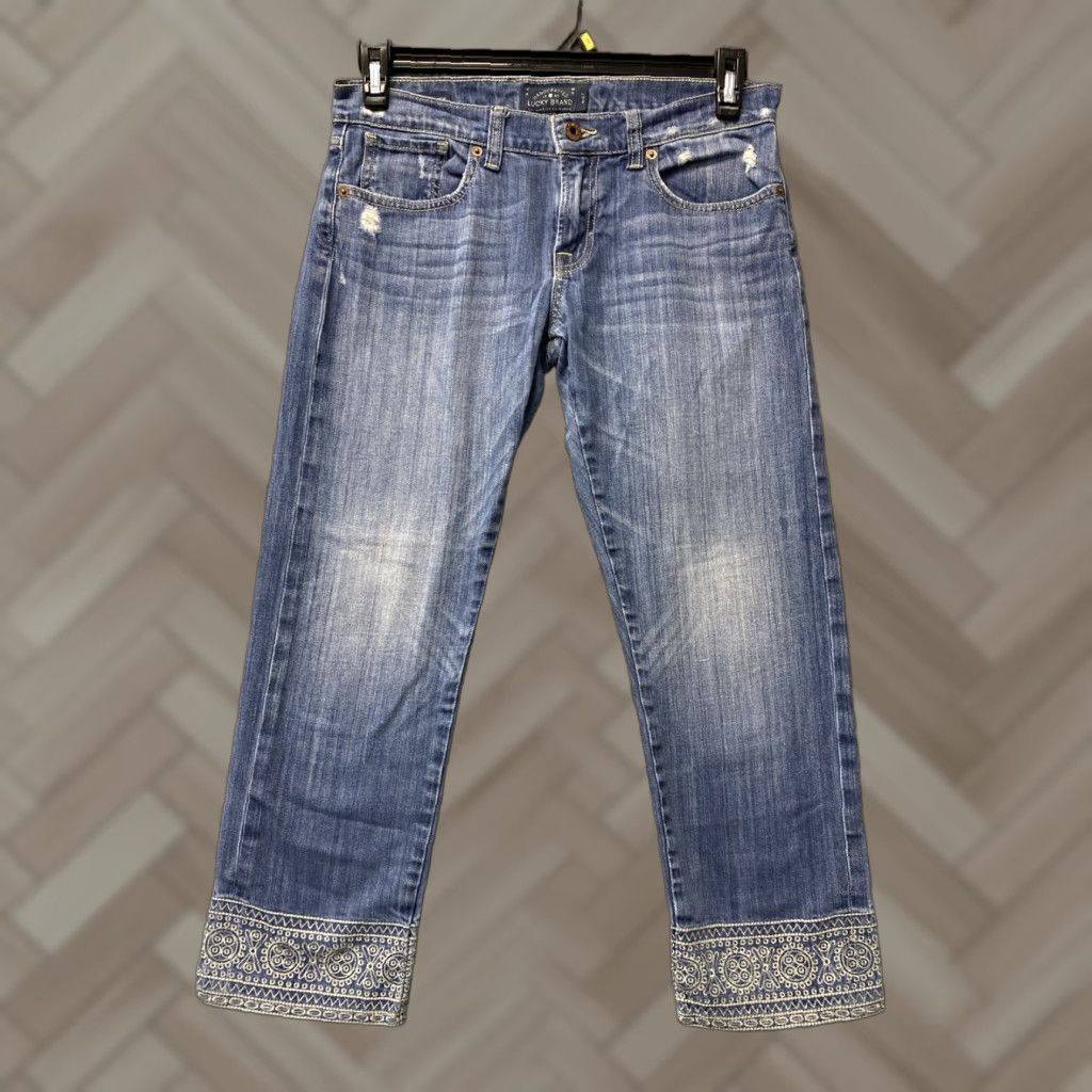 Lucky Brand VINTAGE Lucky Brand Jeans Denim Capri Crop Women Juniors Medium Blue Slim Tapered 23.5 Inseam Size 24" / US 00 / IT 34 - 1 Thumbnail