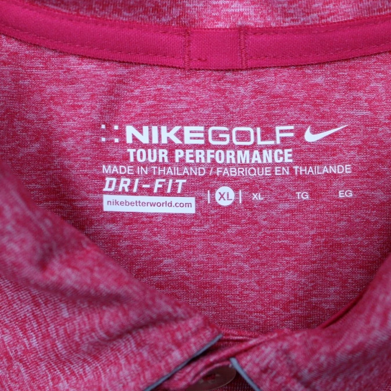Nike Nike Tour Performance Polo Shirt Mens XL Pink Dri-Fit Golf Polyester Pullover Size US XL / EU 56 / 4 - 7 Thumbnail