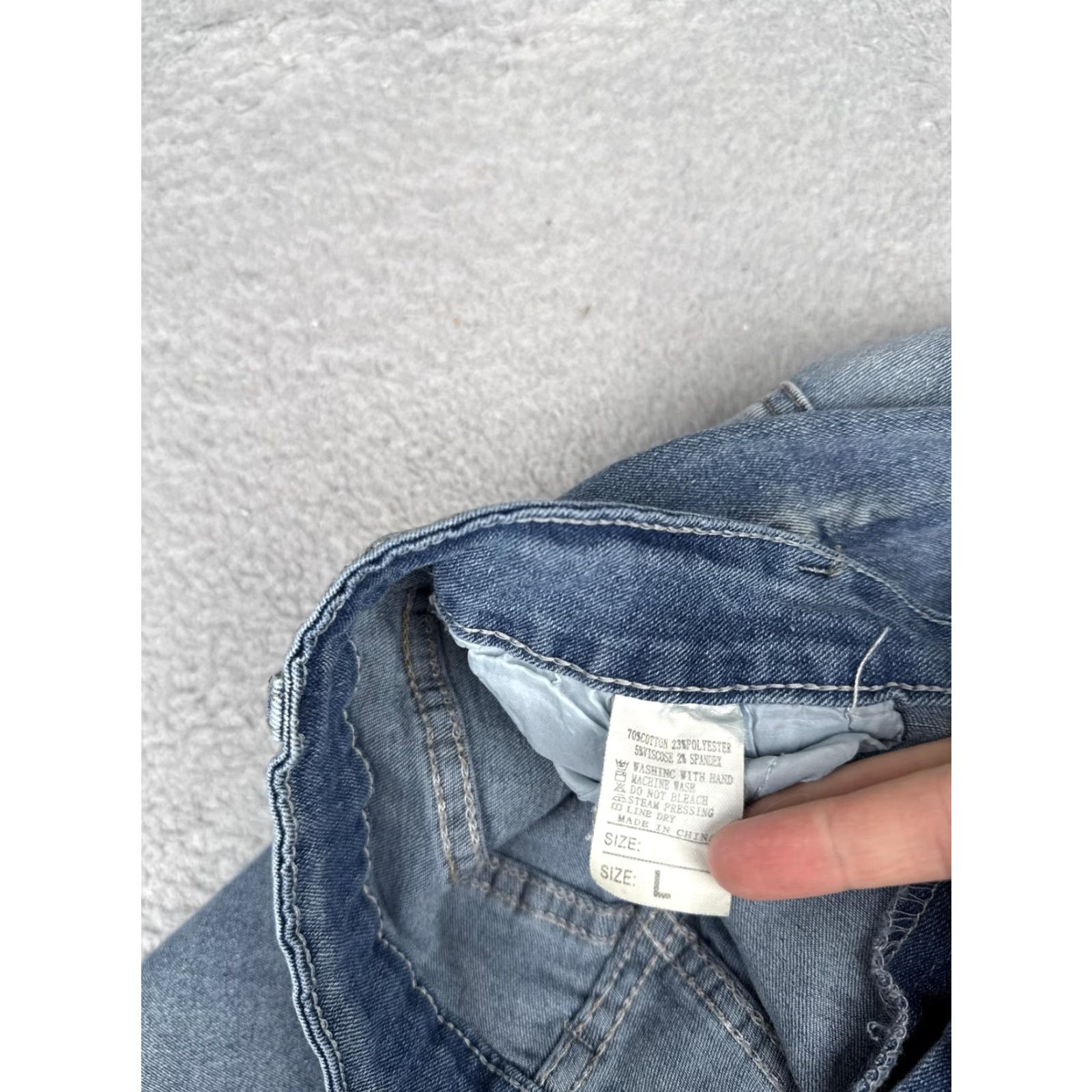 Denime Flare Jeans Womens Large Blue Med Wash Mid Rise Stretch Regular Fit 26x29 Denim Size 36" / US 14 / IT 50 - 7 Thumbnail
