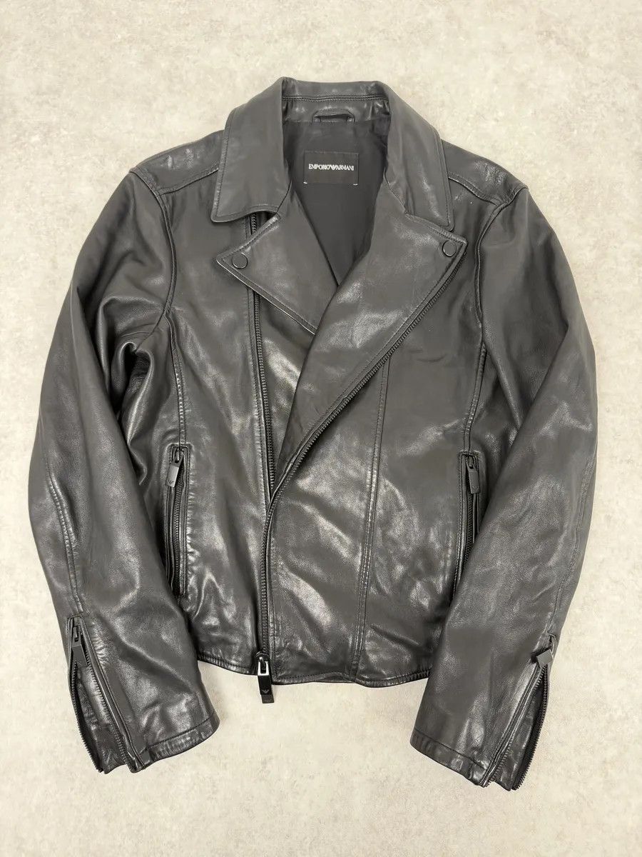 Emporio Armani AW2019 Emporio Armani Perfecto Grey Leather Jacket Size US M / EU 48-50 / 2 - 3 Thumbnail