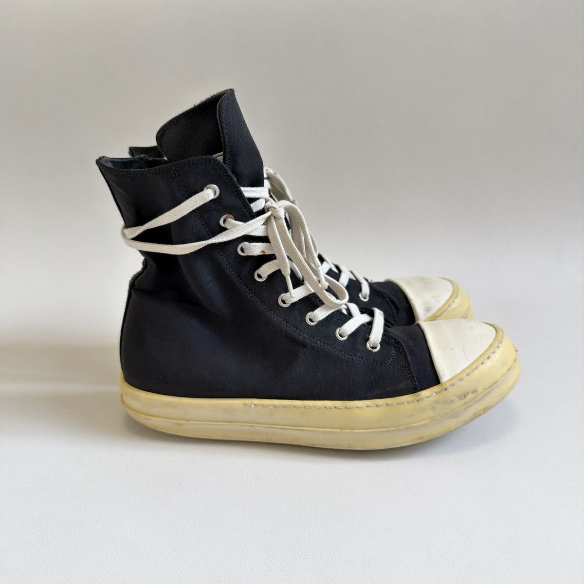 Rick Owens Drkshdw Yellow Sole Black Nylon Ramones Sneakers Size US 8 / EU 41 - 23 Thumbnail