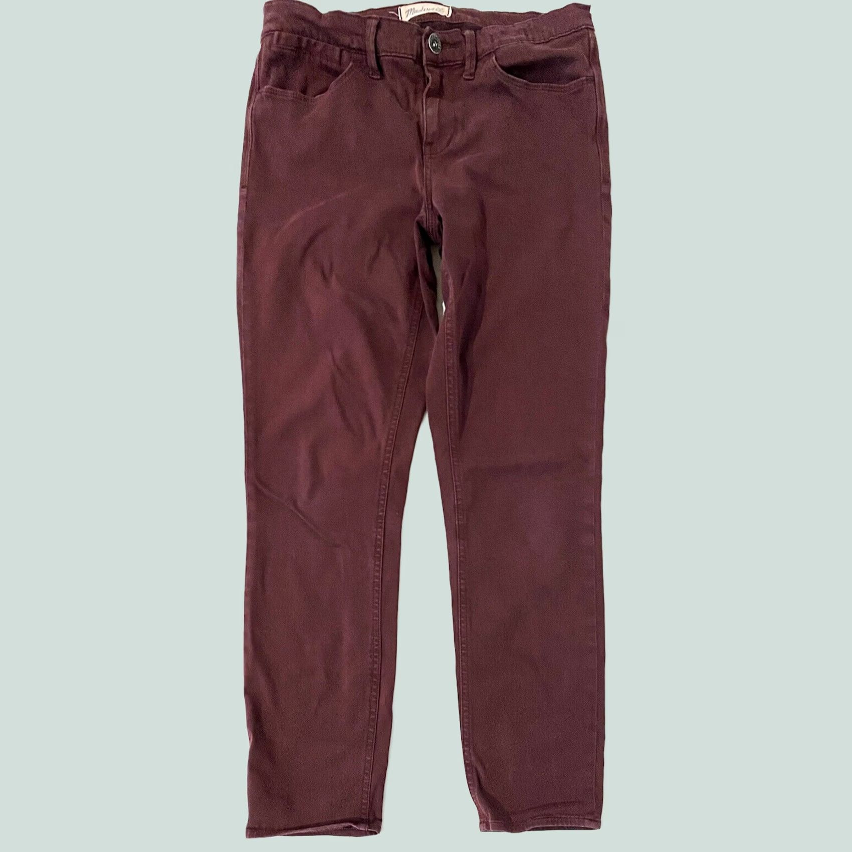 Madewell Madewell Jeans Skinny Burgundy Ankle Women’s Size 28 Stretch Inseam 26.5” Regular Waist 29” 5-Pocket Dark Cotton Blend Slim Fit Size 28" / US 6 / IT 42 - 1 Thumbnail
