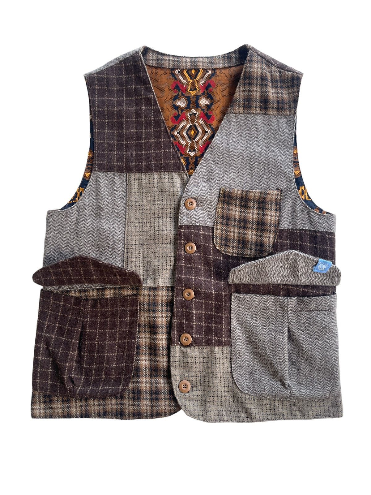 Japanese Brand Vintage Patchwork Tweed Vest Kapital Style Size US S / EU 44-46 / 1 - 3 Thumbnail