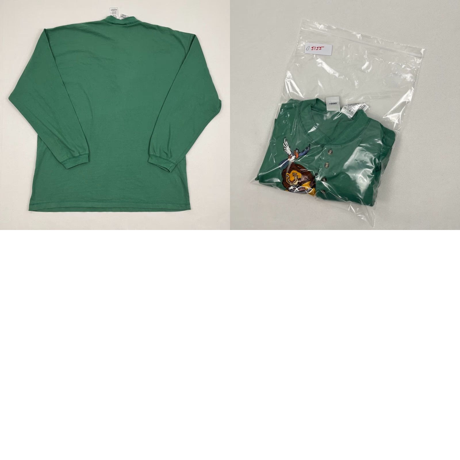 Disney VINTAGE Disney Store Lion King Shirt Adult 2XL Crew Neck Green Embroidered Cast Henley Logo Mens Size US XXL / EU 58 / 5 - 8 Thumbnail