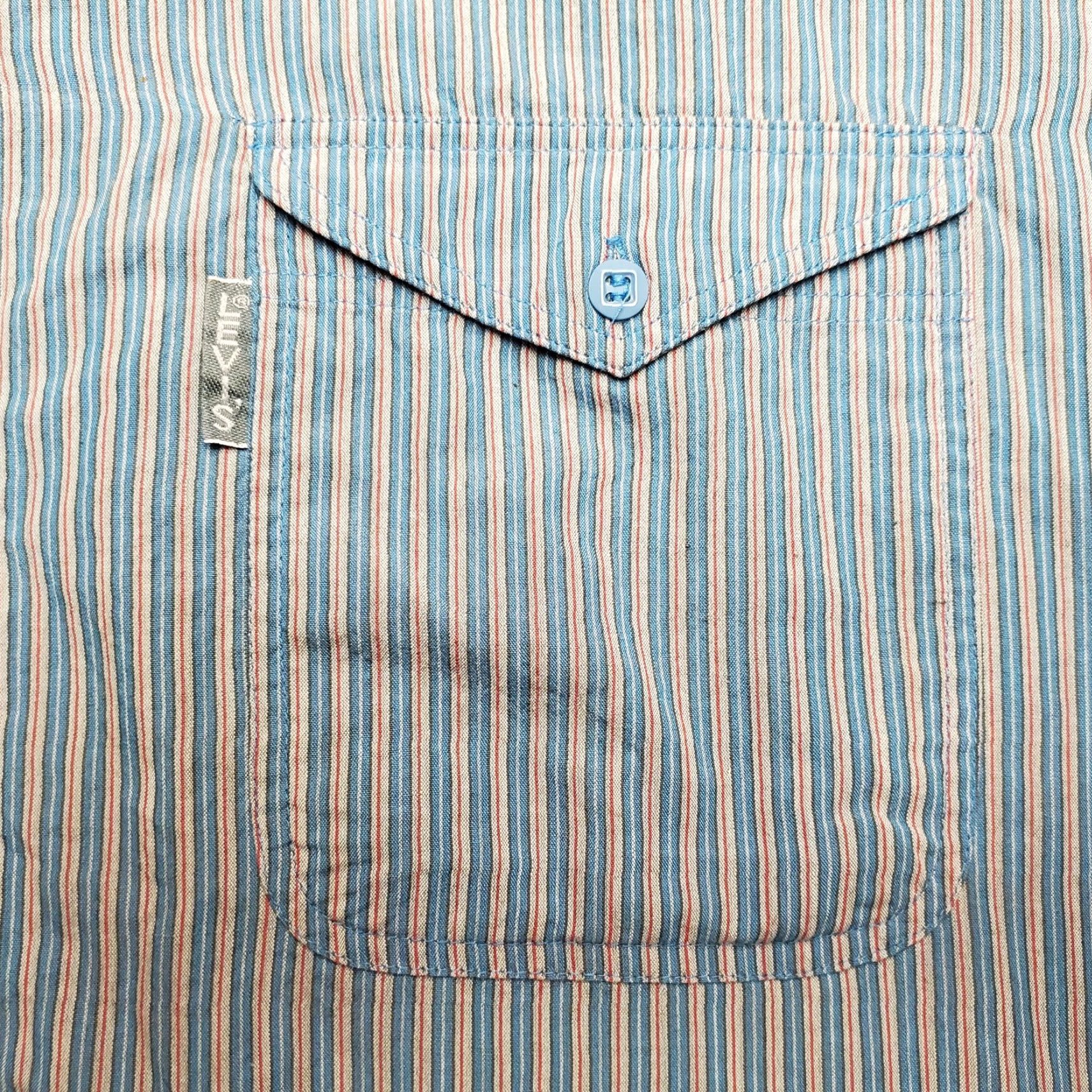 Levi's VINTAGE Levis Silver Label Shirt Mens L Blue Striped Big E Tab Long Sleeve Button-Up Casual Mens Size US L / EU 52-54 / 3 - 3 Thumbnail