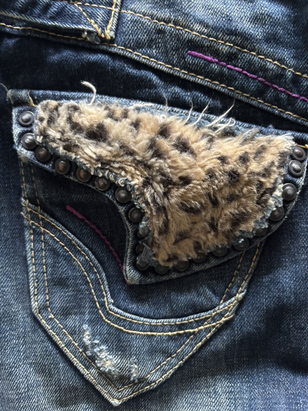 If Six Was Nine RED PEPPER JEANS leopard fur backpocket wing punk grunge Size US 32 / EU 48 - 20 Thumbnail