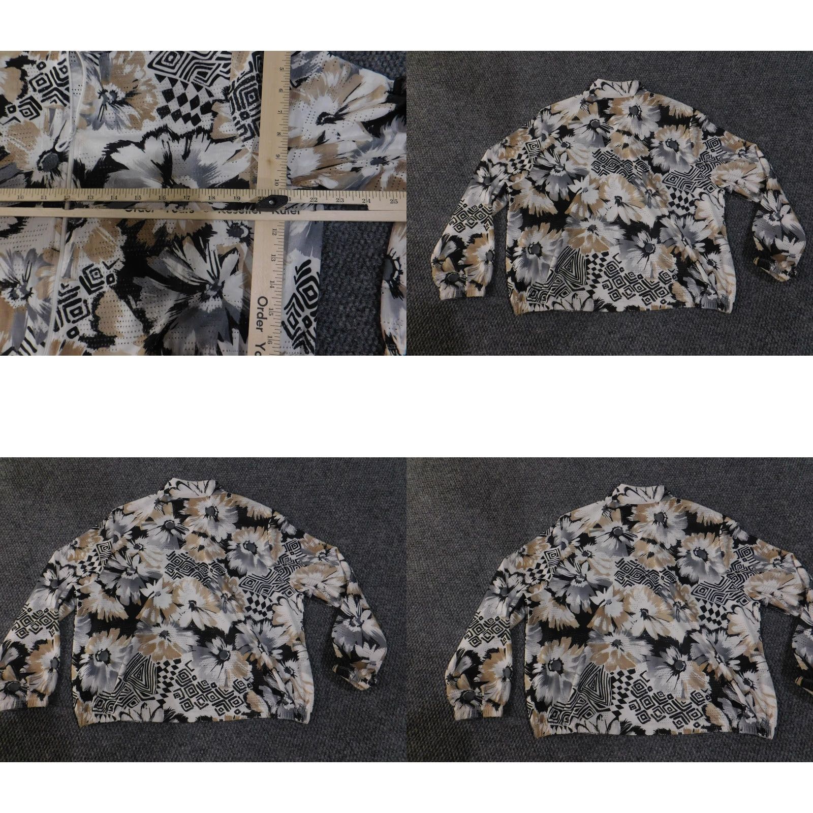Vintage Alfred Dunner Jacket Womens Petite Medium Floral Zip Up Geometric Pattern Size M / US 6-8 / IT 42-44 - 8 Thumbnail