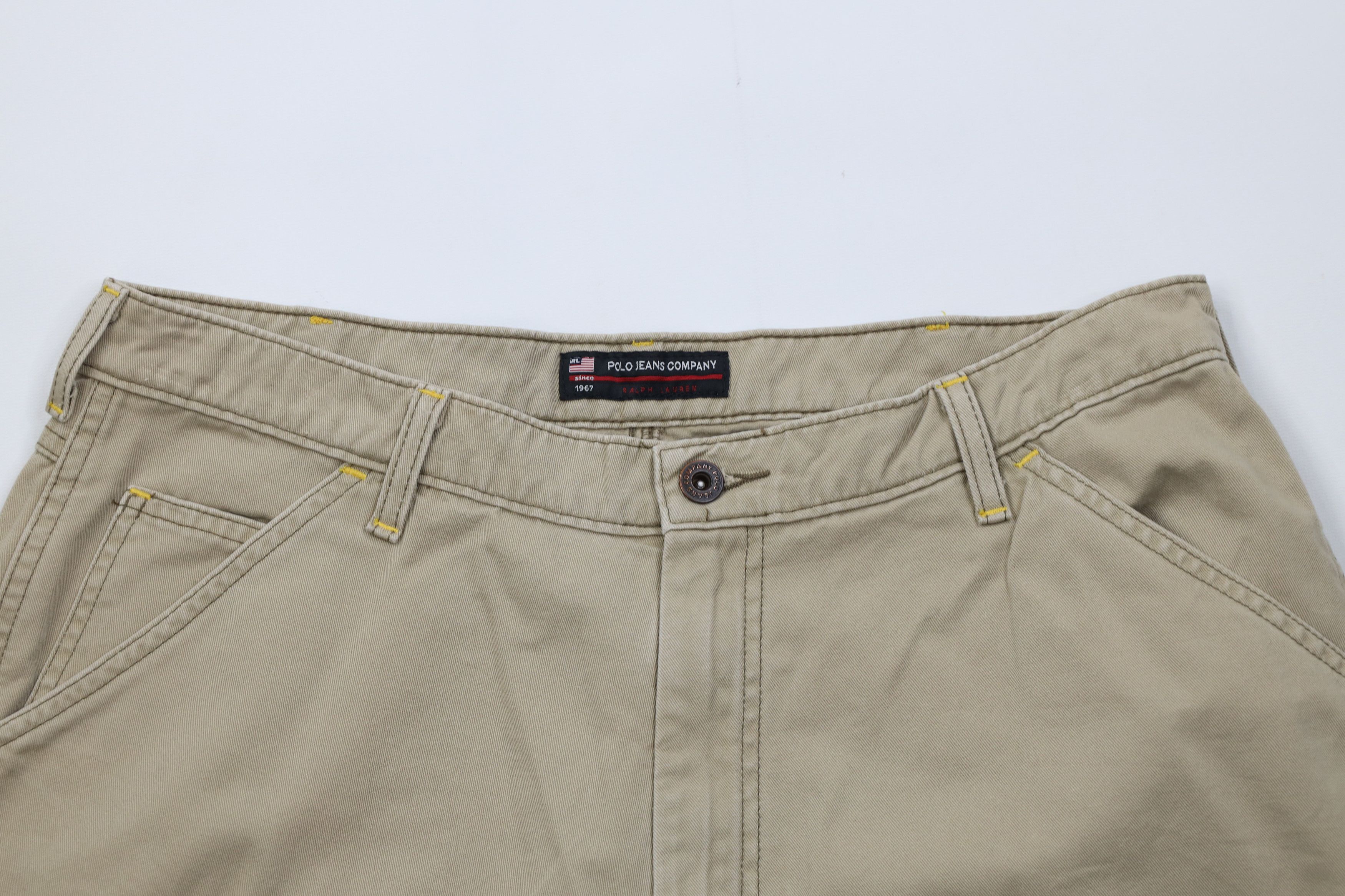 Ralph Lauren Vintage 90s Y2K Ralph Lauren Cell Phone Pocket Shorts Beige Size US 33 - 2 Thumbnail