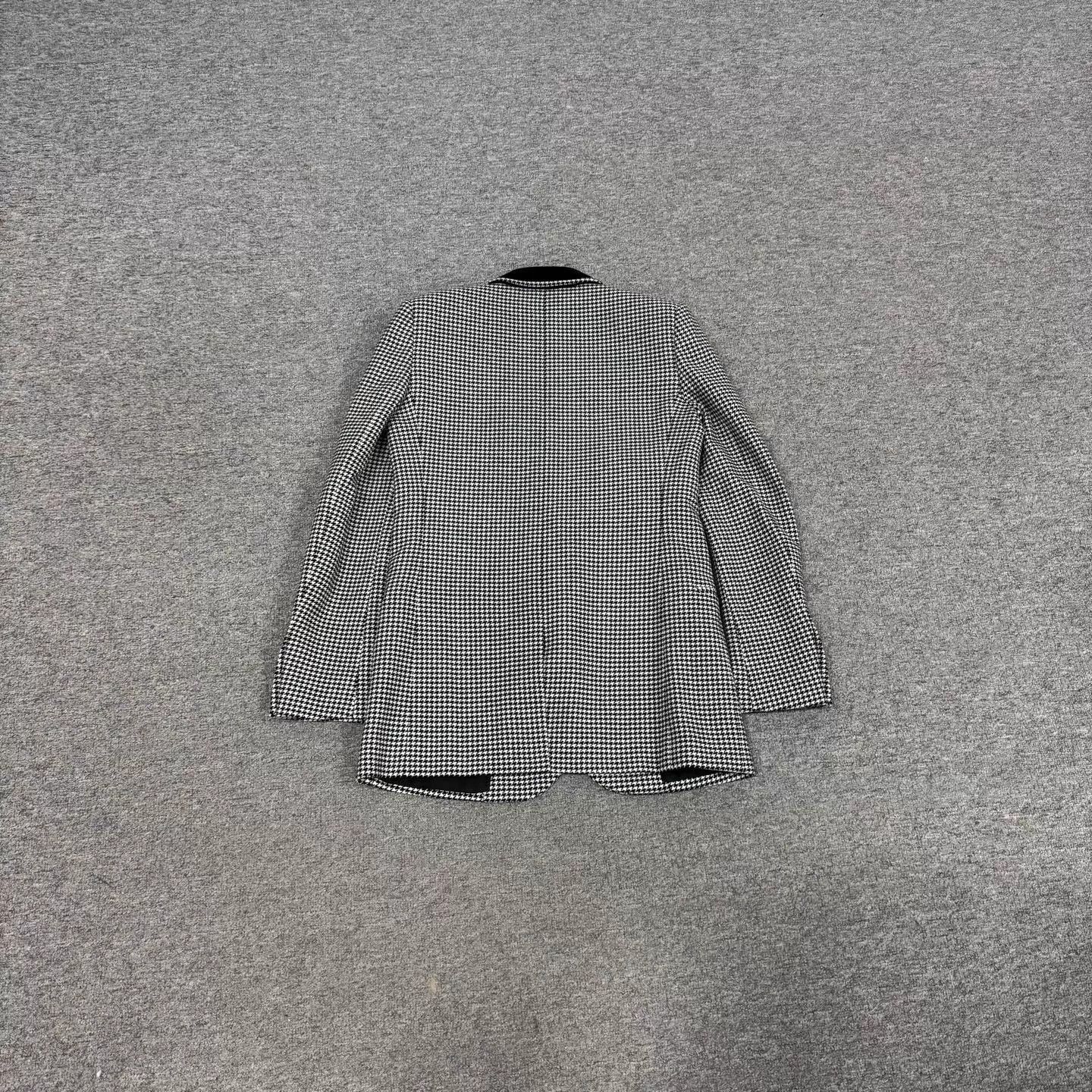 Saint Laurent Paris SLP Houndstooth Velvet-Collar Single-Breasted Blazer 36 Size XS / US 0-2 / IT 36-38 - 2 Thumbnail