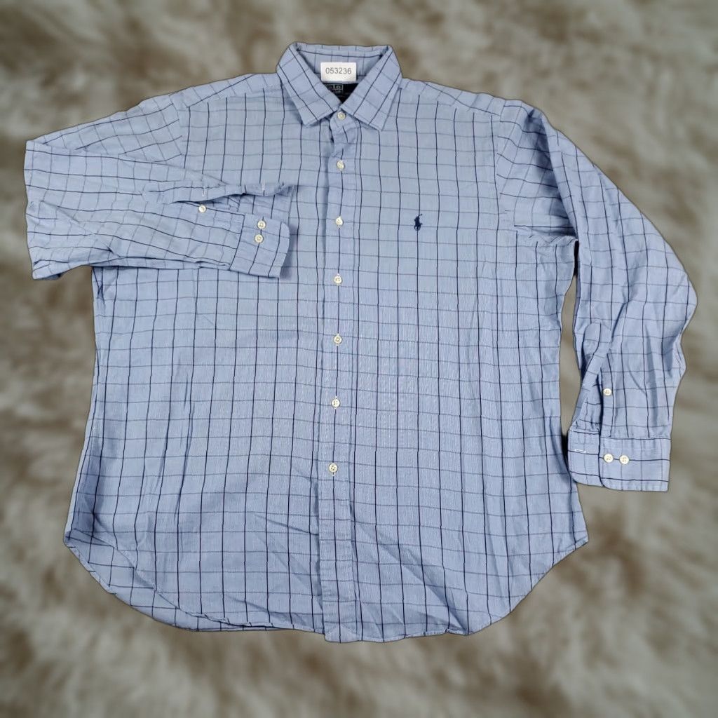 Ralph Lauren Ralph Lauren Dress Shirt Mens Size 16.5 Blue Check Long Sleeve Button Up Regular Fit Size 42R - 1 Thumbnail