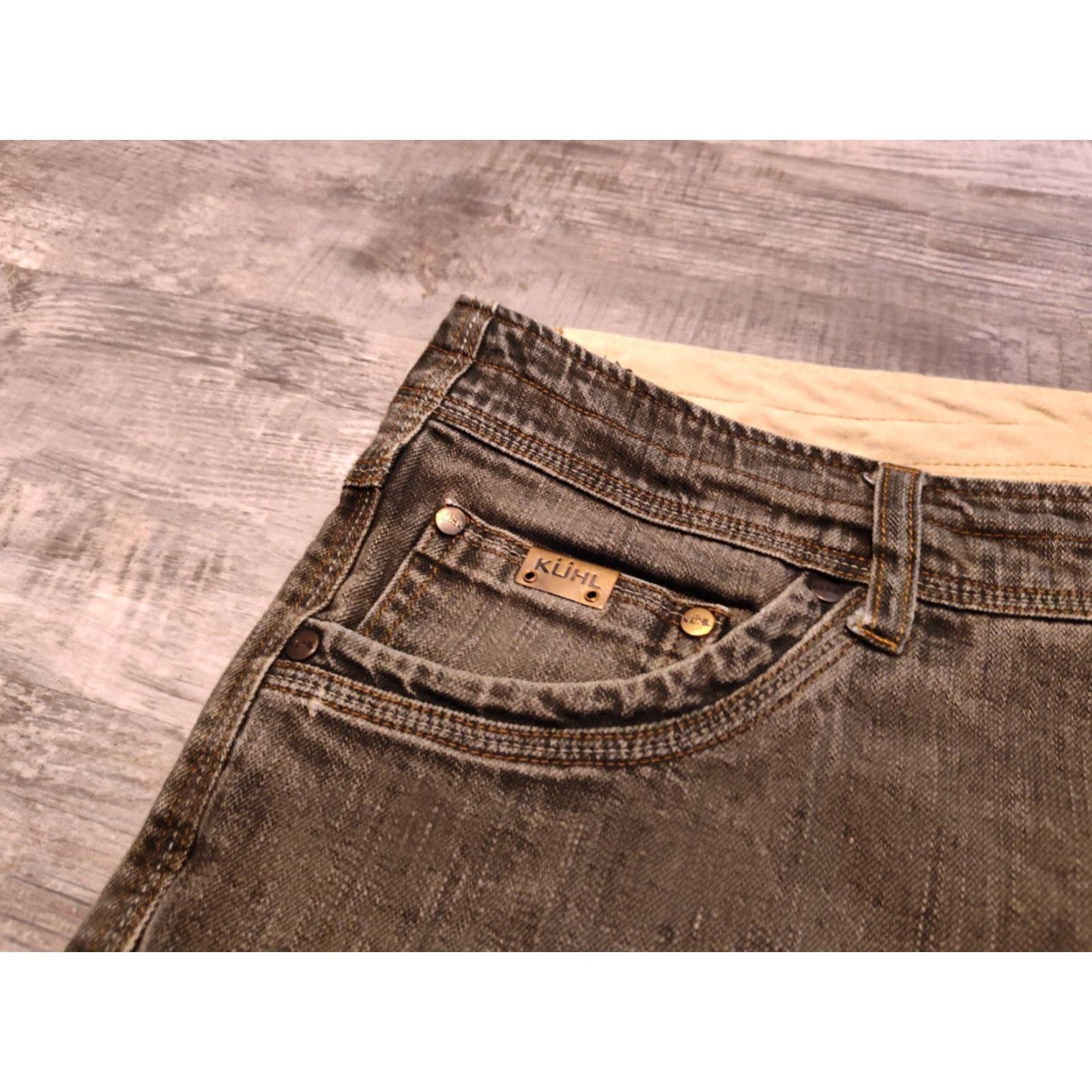 Vintage Kuhl Pants Mens 40x30 Workwear Cotton Canvas Brown Green Riot Patinadye Double Knee 40x30 Regular Mens Pants Size US 40 / EU 56 - 7 Thumbnail