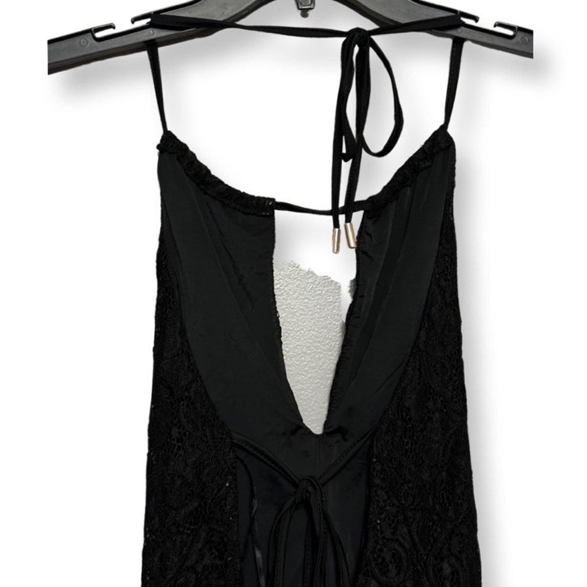 Other AFRM Bodysuit Sleeveless Deep Plunge Lace Overlay Black W S Size S / US 4 / IT 40 - 7 Thumbnail