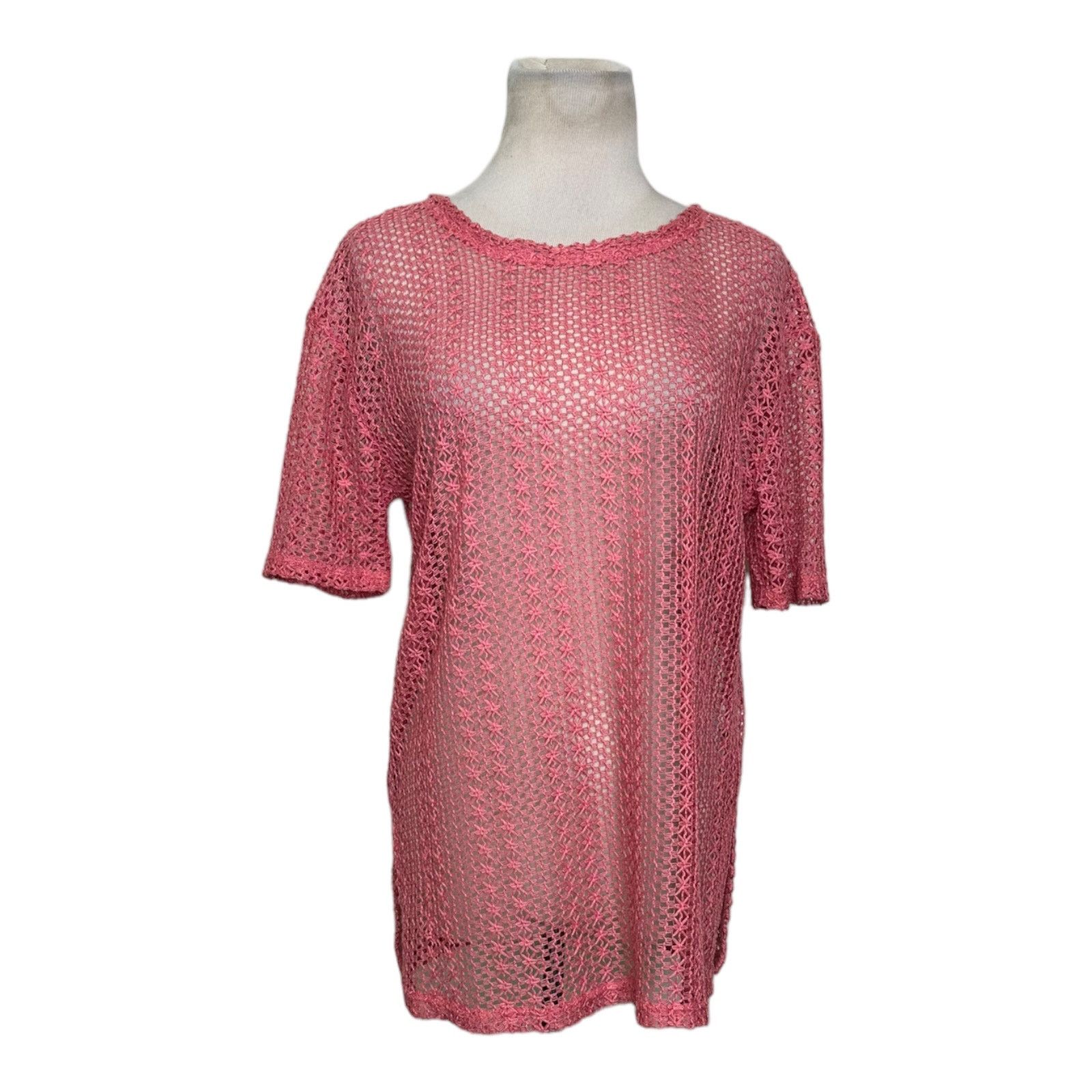Zara Zara melon pink open crochet short sleeves top size Medium Size M / US 6-8 / IT 42-44 - 1 Thumbnail